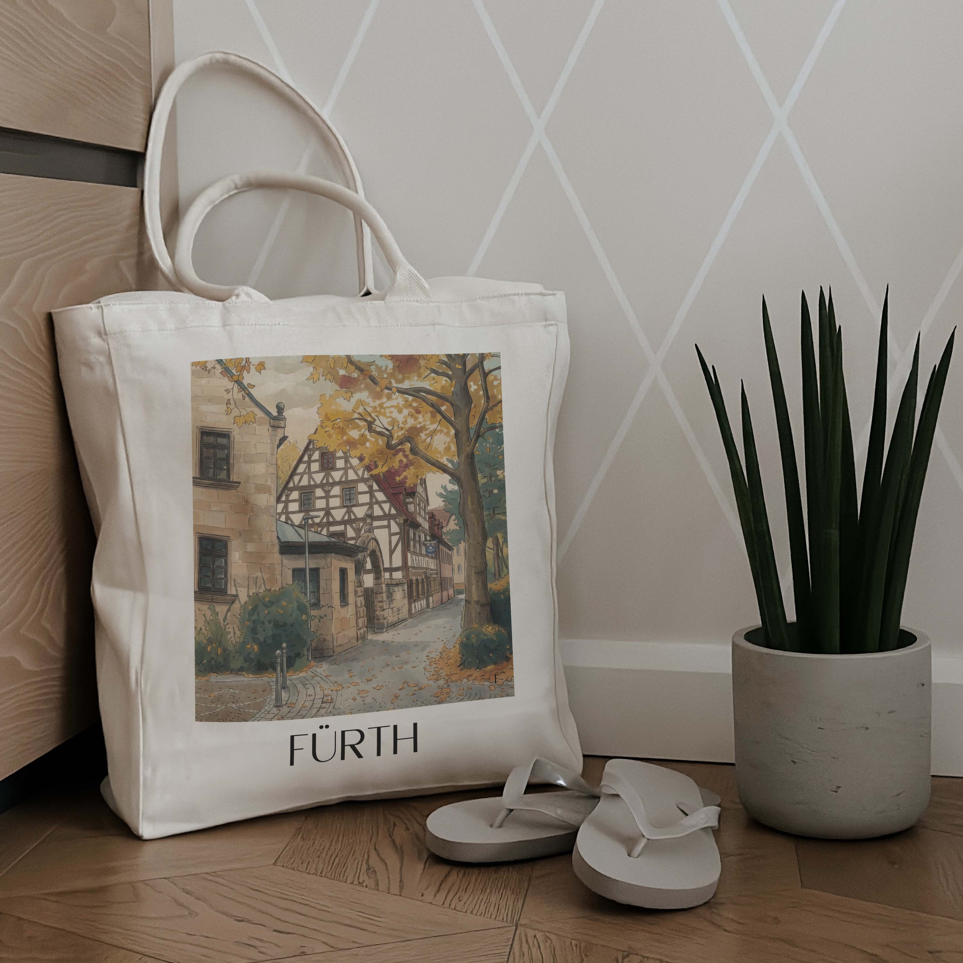 fürth-deutschland-einkaufstasche-aquarell