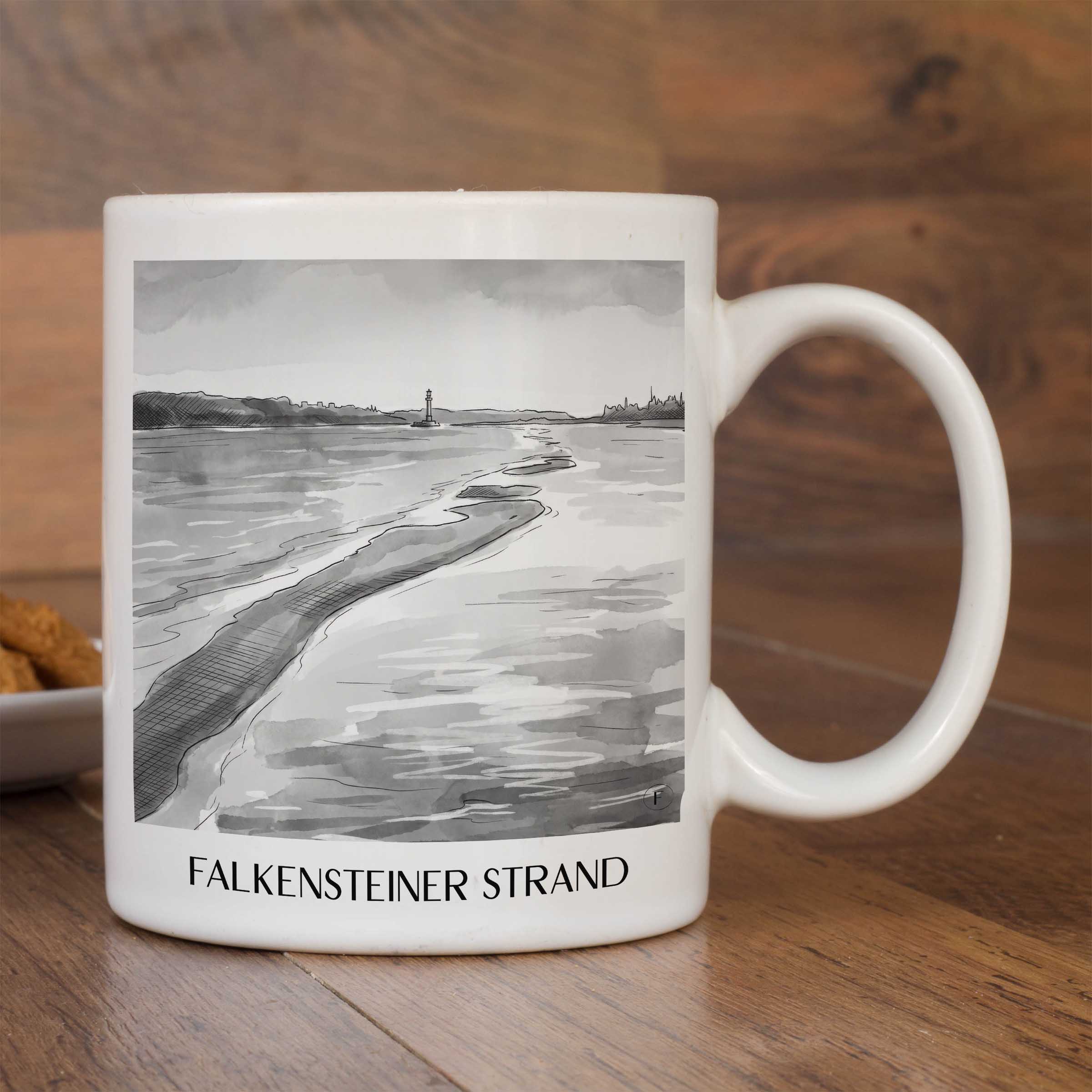 falkensteiner-strand-kiel-deutschland-kaffeebecher-aquarell-schwarz-weiss