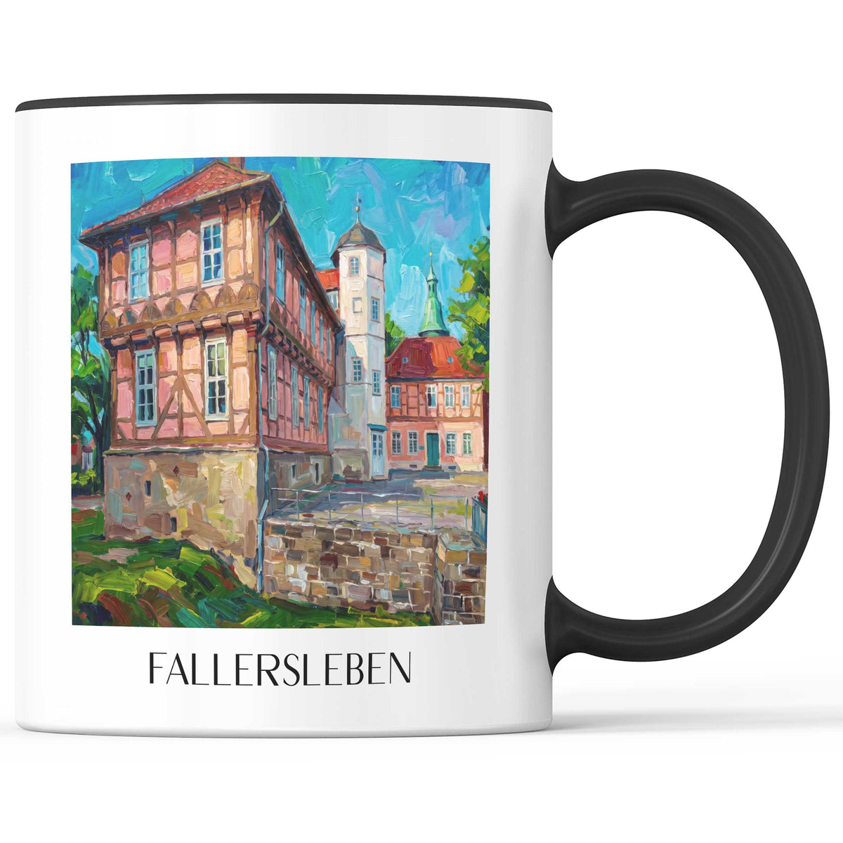 Fallersleben Kaffeebecher - Niedersachsen - Deutschland Becher - Kaffeetasse im Ölgemälde Stil - favplace
