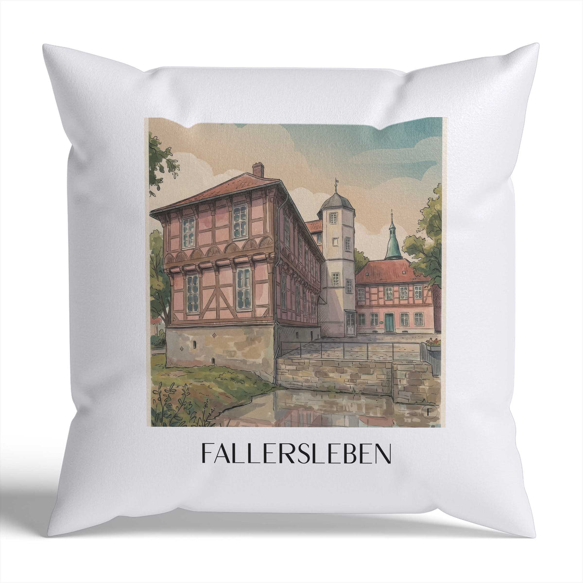 fallersleben-wolfsburg-deutschland-kissenbezug-aquarell