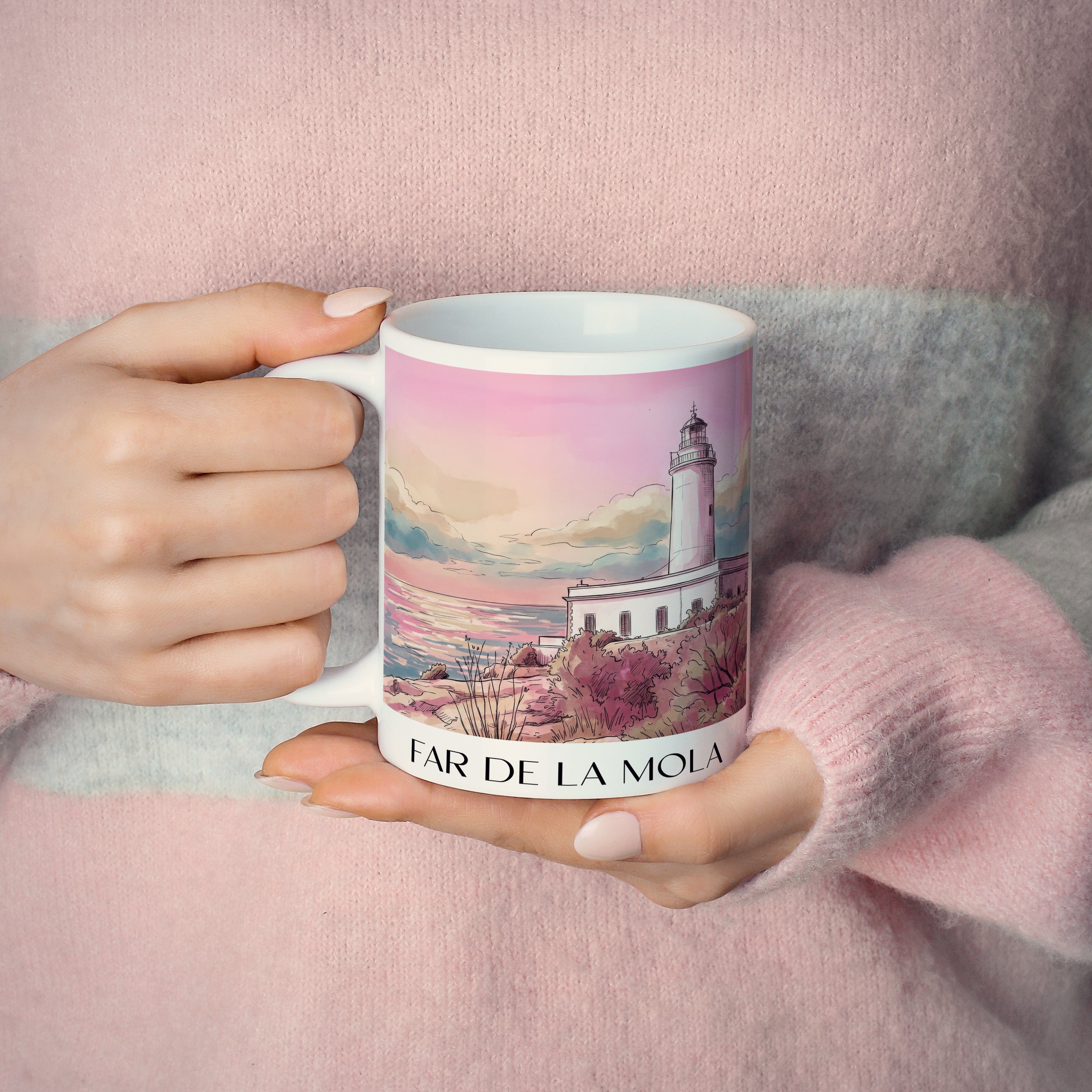 far-de-la-mola-formentera-spanien-kaffeebecher-aquarell-pink-rosa