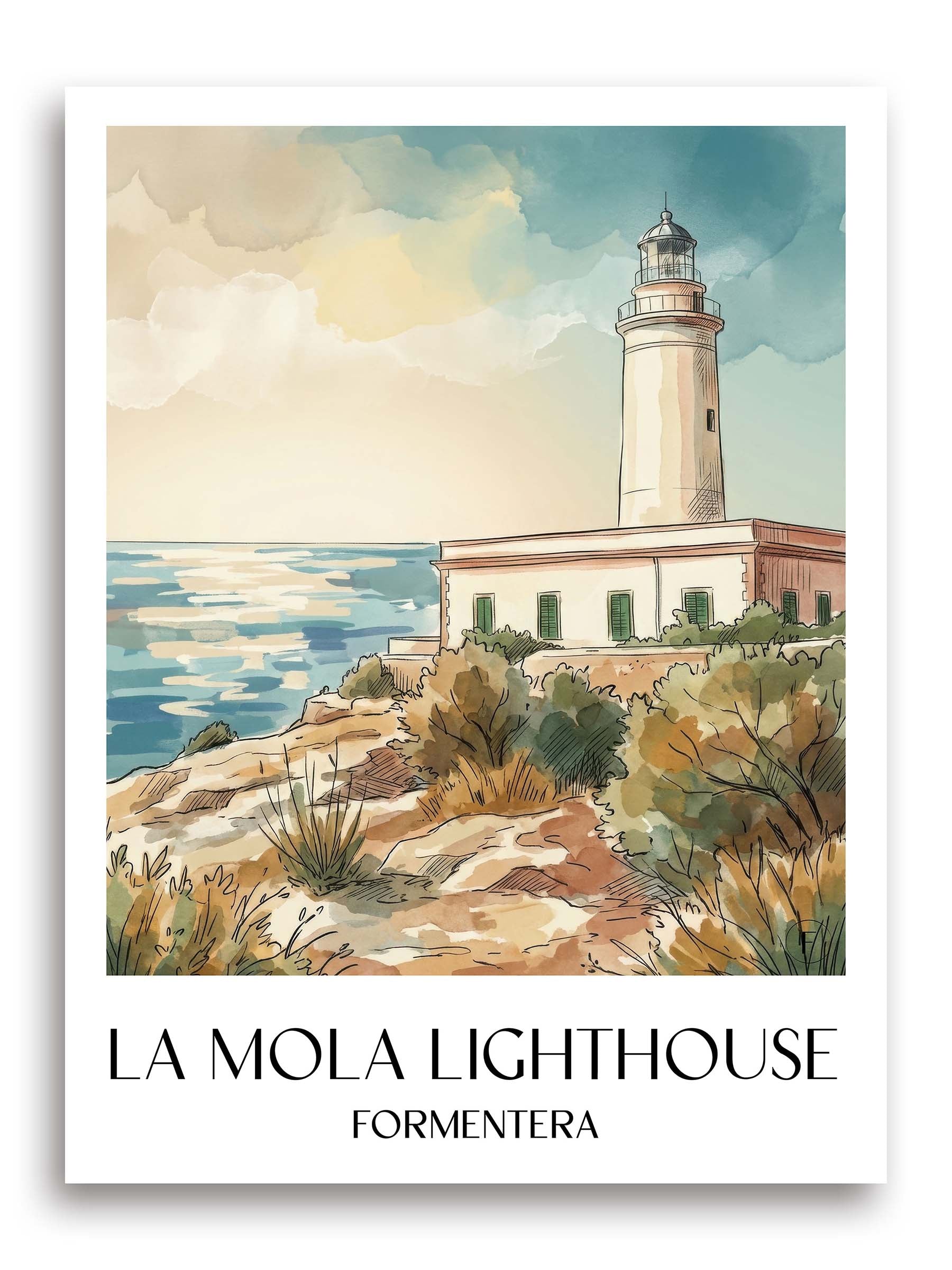 Far de la Mola Poster - Formentera - Spanien Kunstdruck - Aquarell von A4 bis A1 - favplace