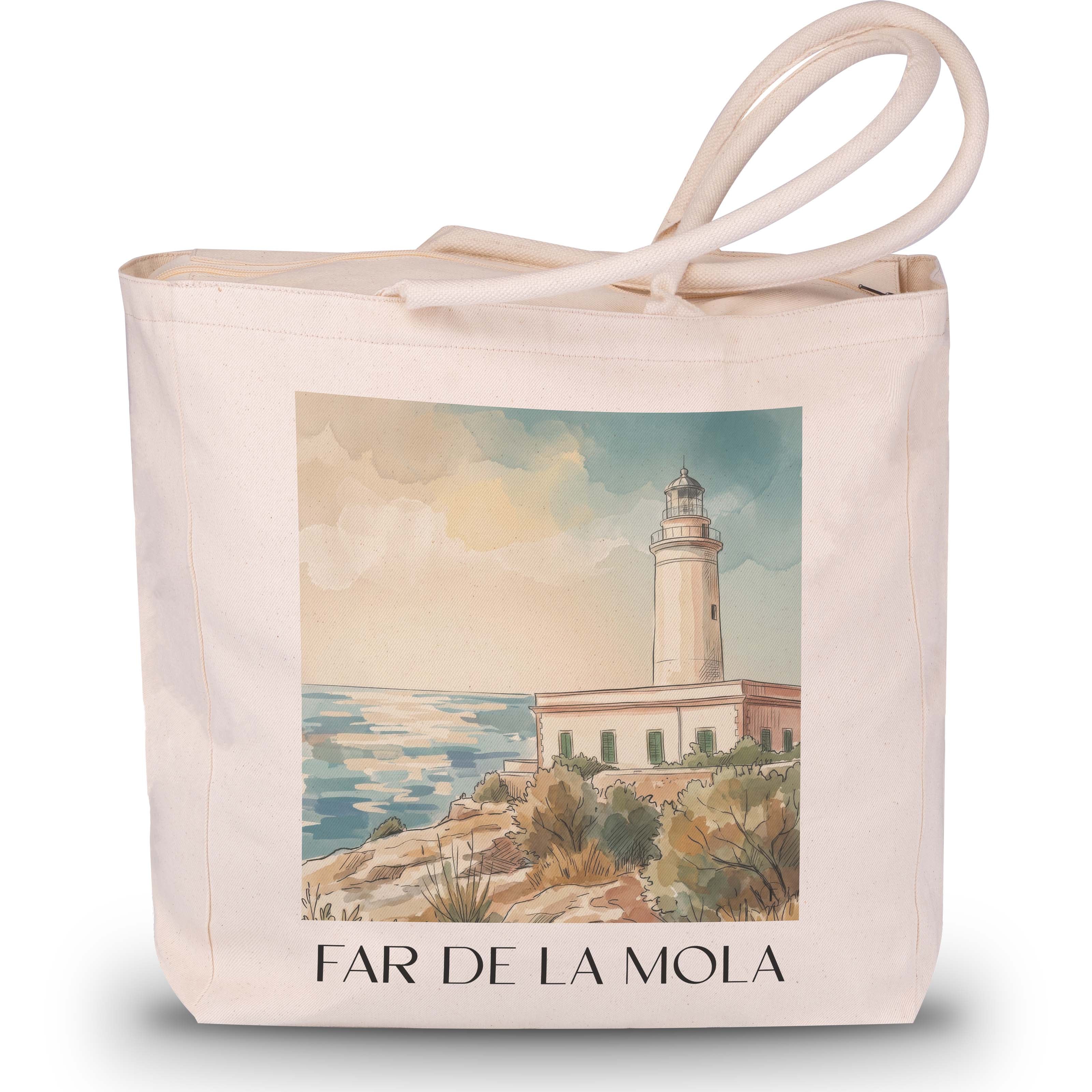 far-de-la-mola-formentera-spanien-einkaufstasche-aquarell