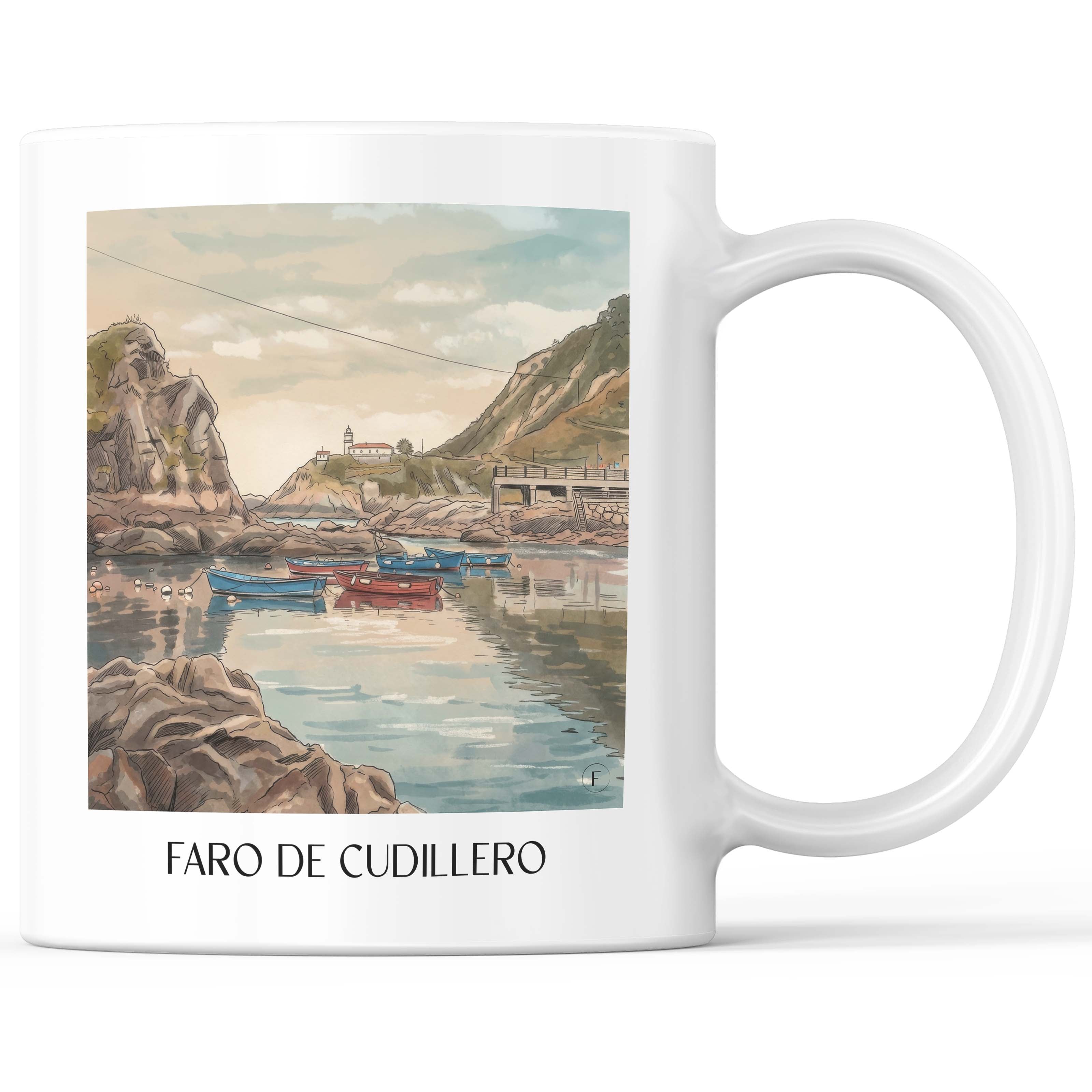 Faro de Cudillero Kaffeebecher - Spanien - Spanien Becher - Kaffeetasse im Aquarell Stil - favplace