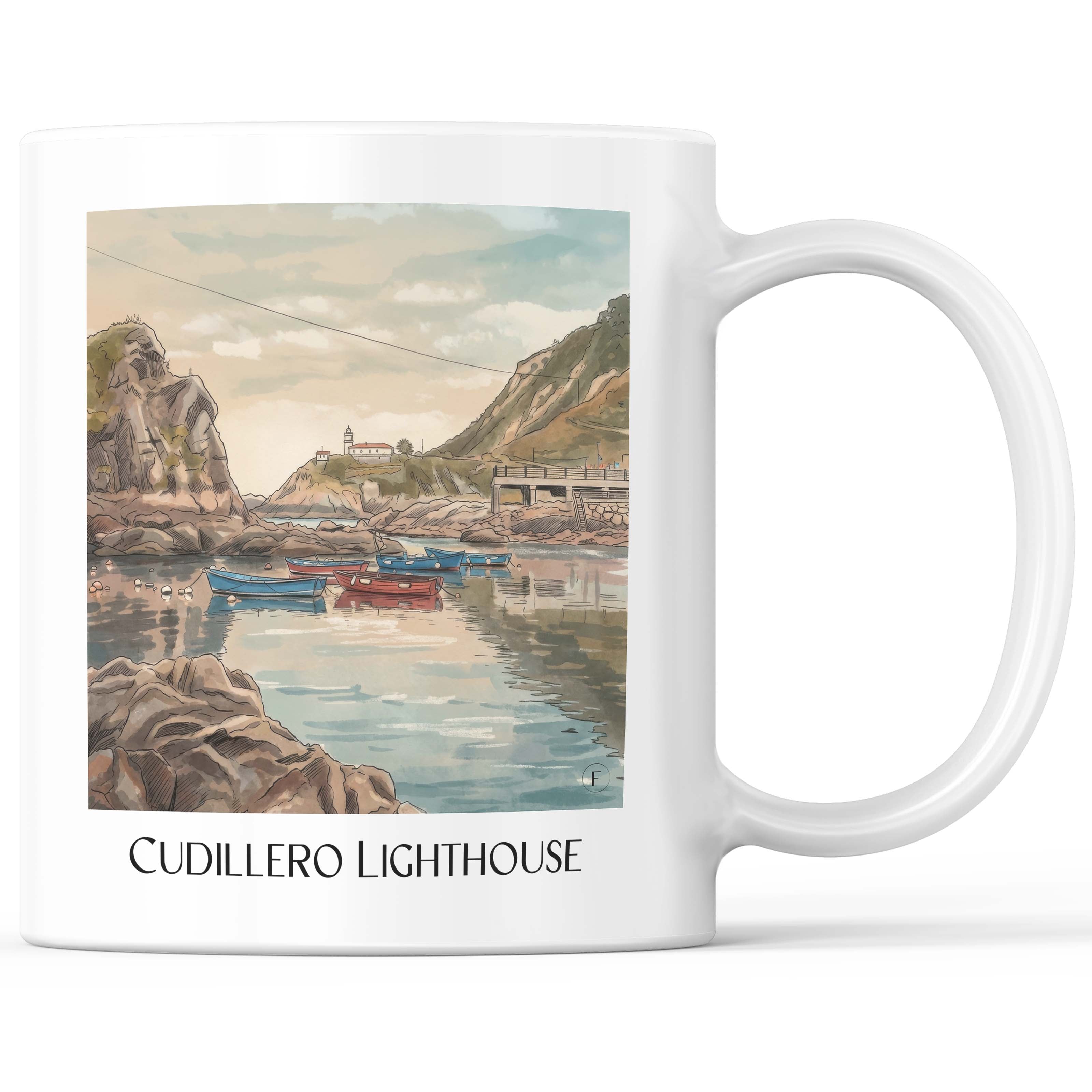 Faro de Cudillero Kaffeebecher - Spanien - Spanien Becher - Kaffeetasse im Aquarell Stil - favplace