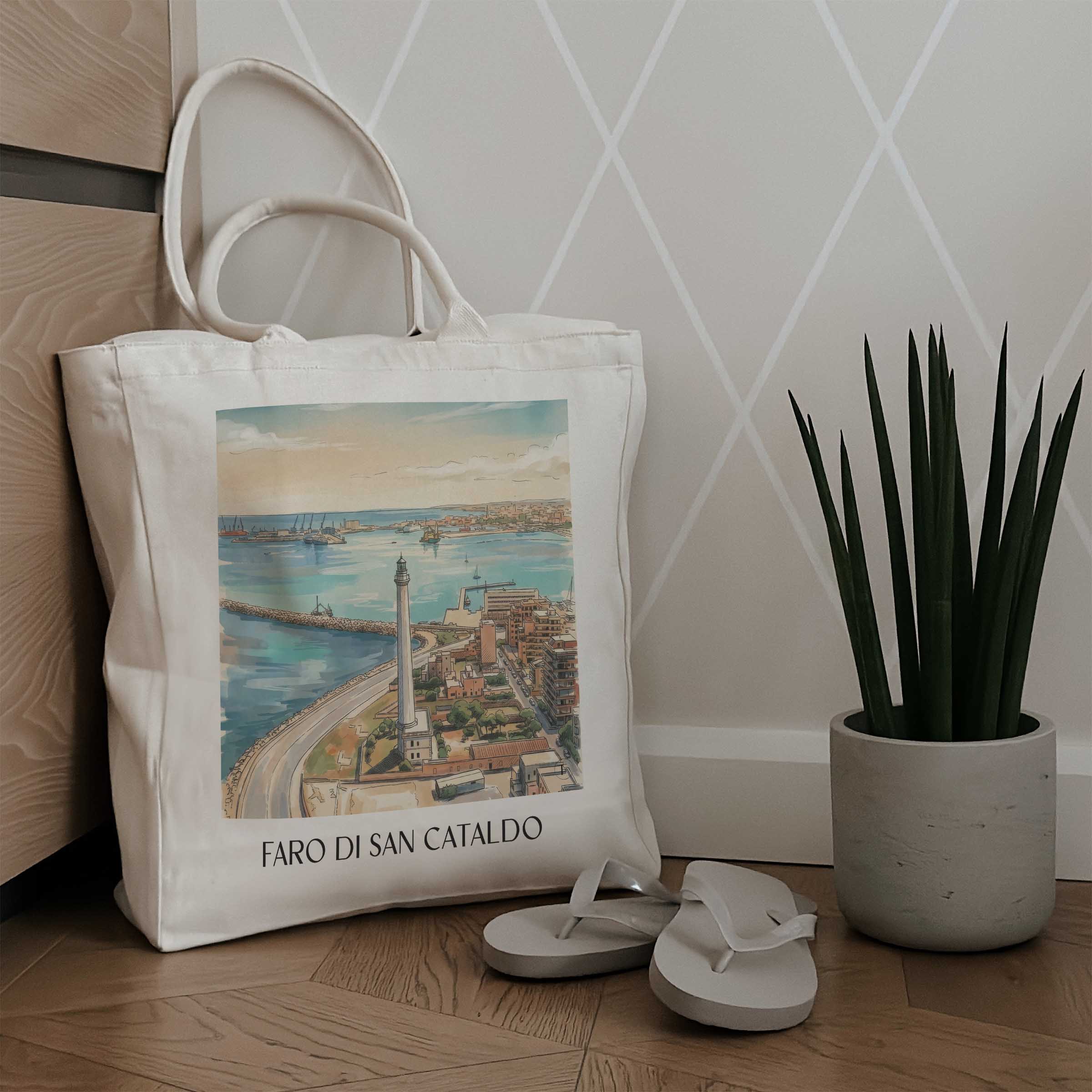 faro-di-san-cataldo-bari-italien-einkaufstasche-aquarell