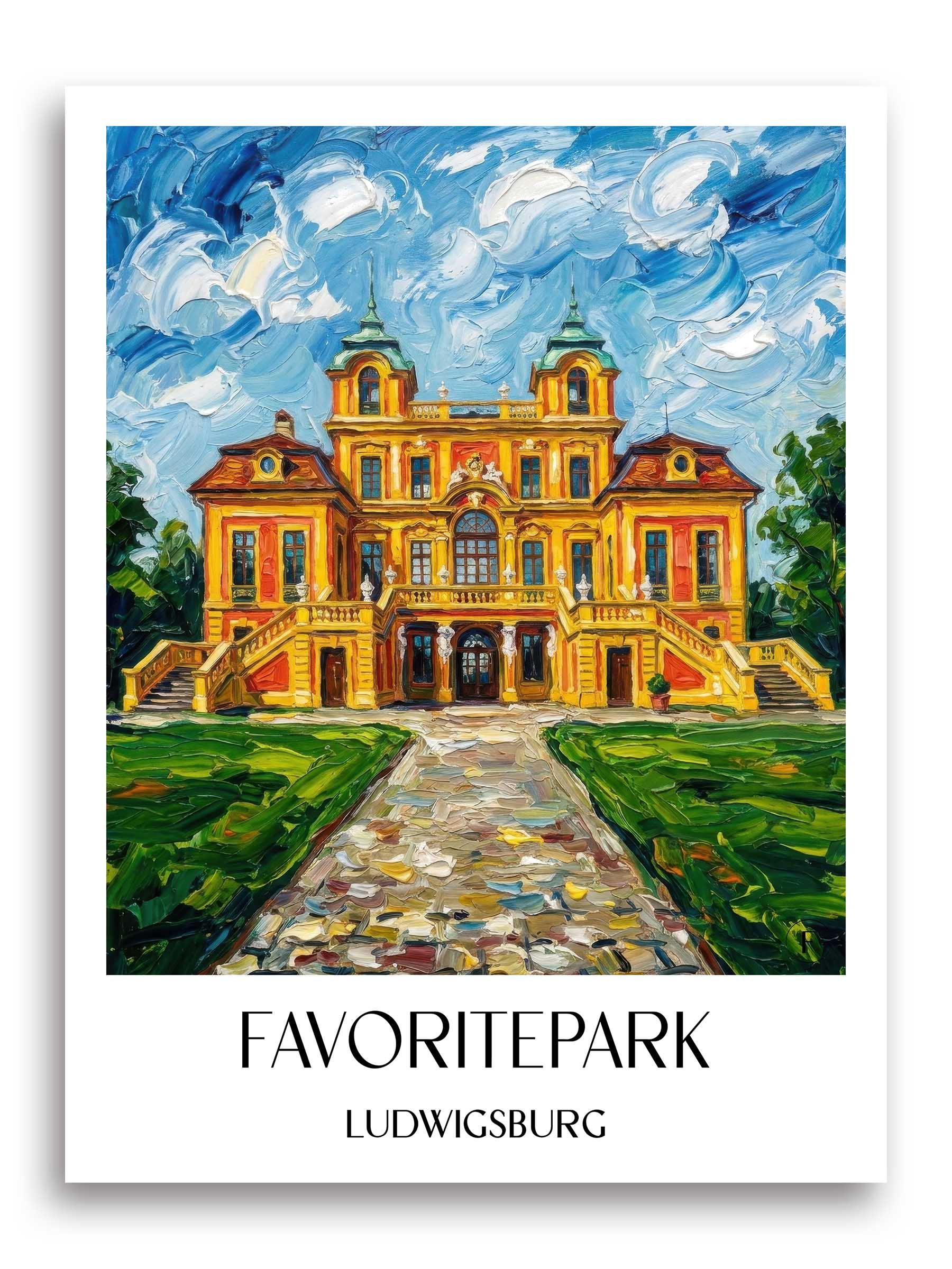 Favoritepark Poster - Ludwigsburg - Deutschland Kunstdruck - Ölgemälde von A4 bis A1 - favplace
