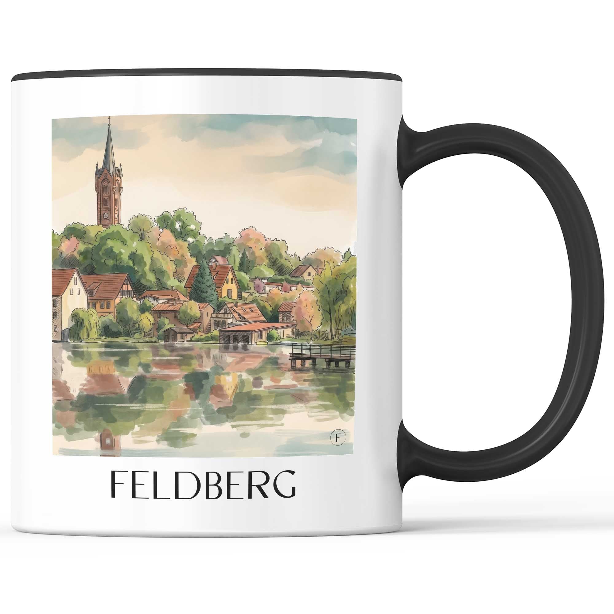 Feldberg Kaffeebecher - Mecklenburgische Seenplatte - Deutschland Becher - Kaffeetasse im Aquarell Stil - favplace