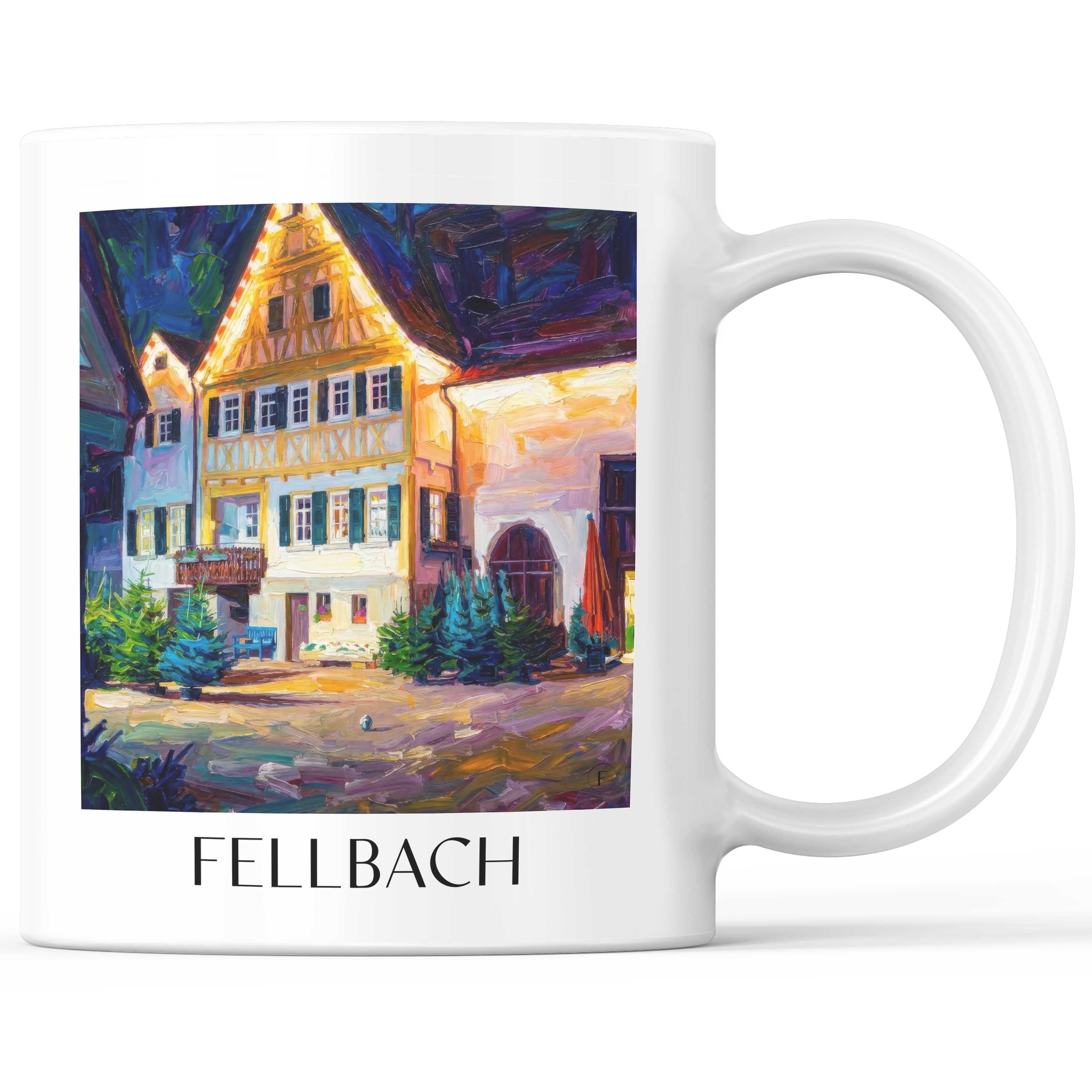 Fellbach Kaffeebecher - Württemberg - Deutschland Becher - Kaffeetasse im Ölgemälde Stil - favplace
