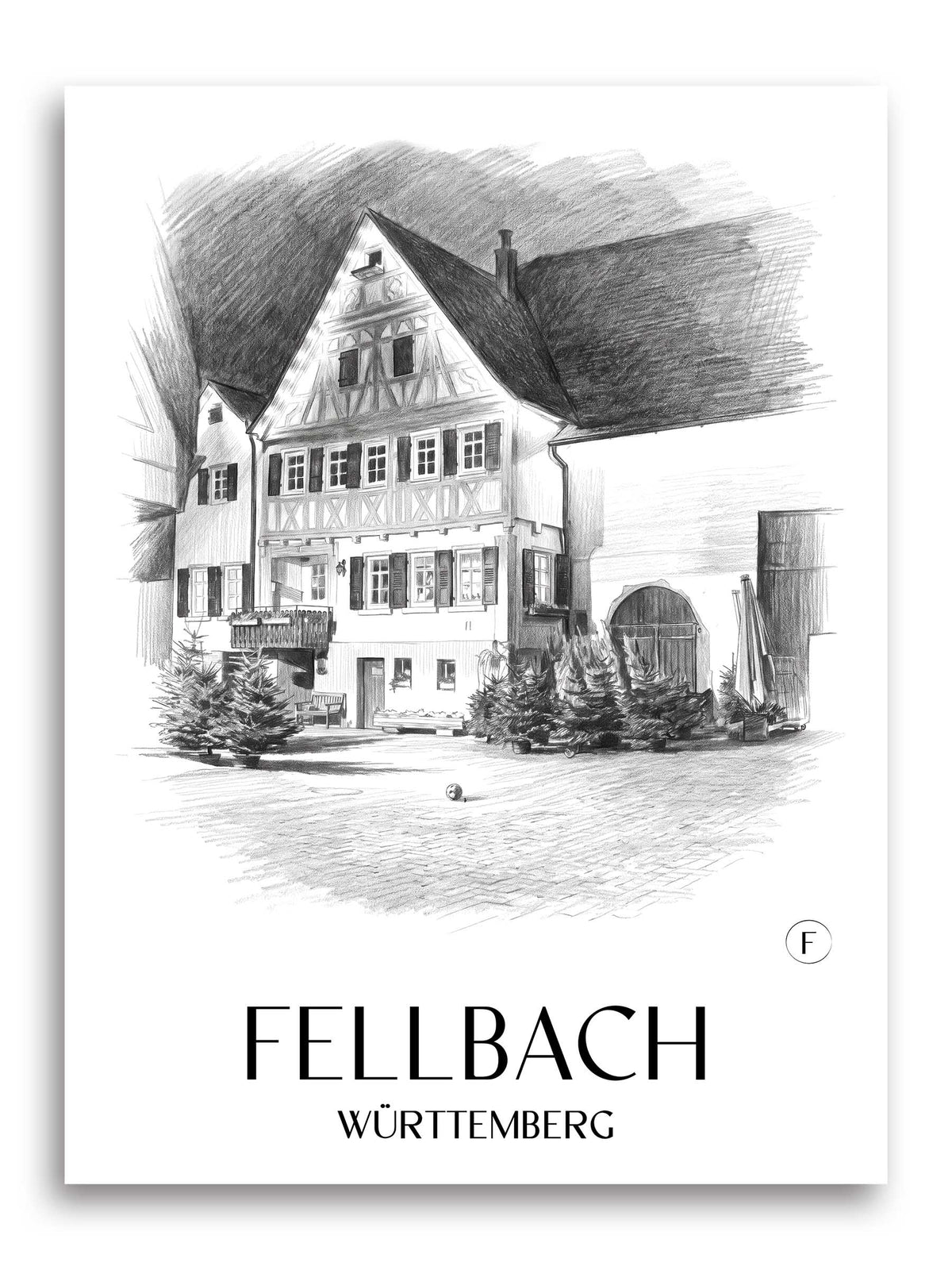 fellbach-württemberg-deutschland-poster-bleistift-zeichnung-drawing