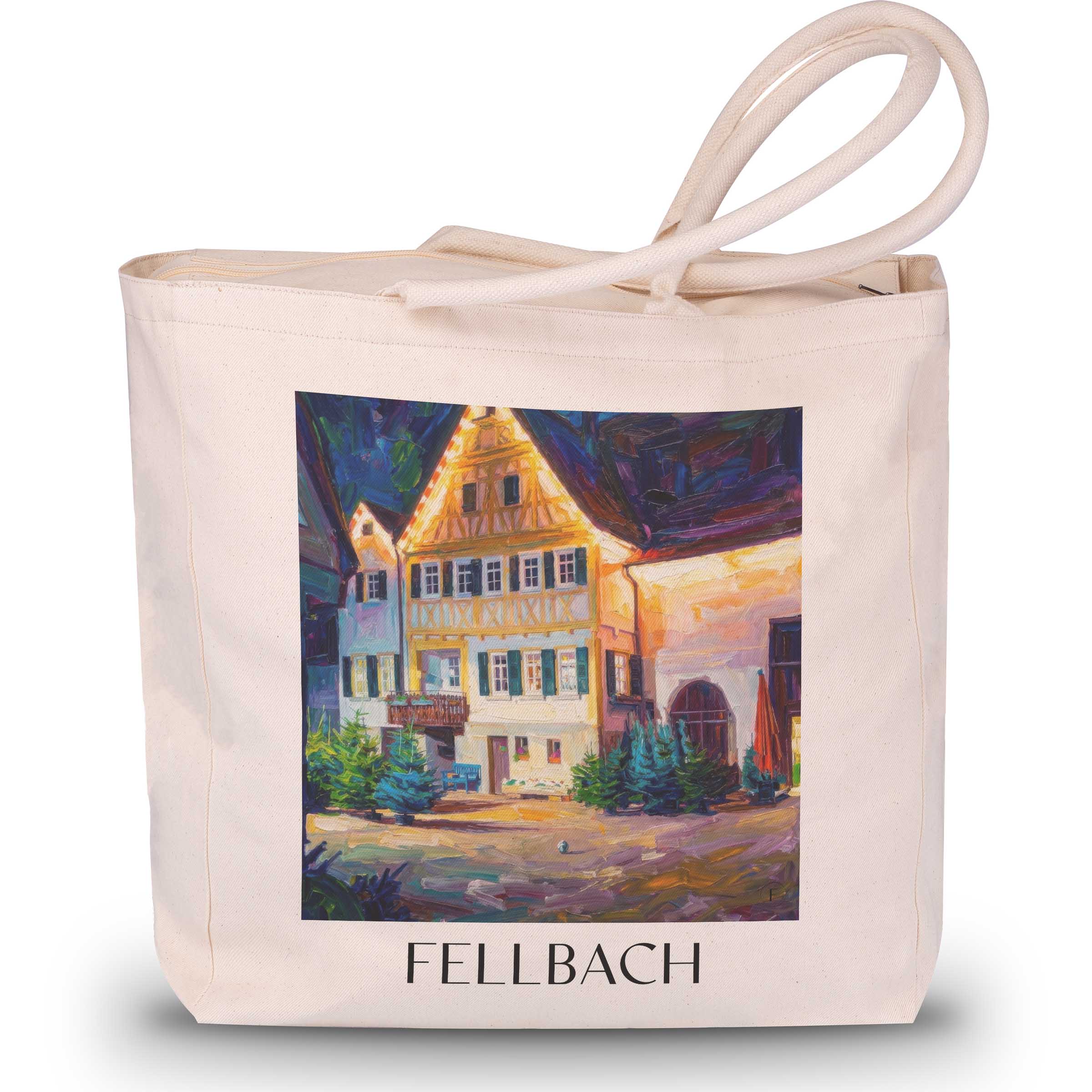 Fellbach Shopping Tasche - Württemberg - Deutschland Tote Bag - Einkaufstasche im Ölgemälde Stil - favplace