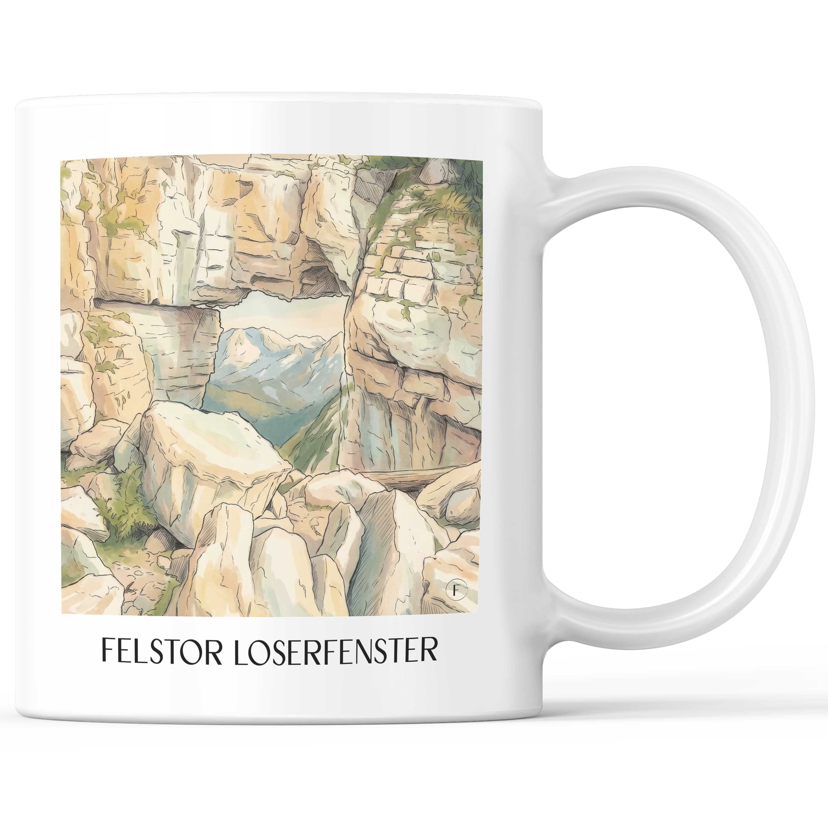 Felstor Loserfenster Kaffeebecher - Steiermark - Österreich Becher - Kaffeetasse im Aquarell Stil - favplace