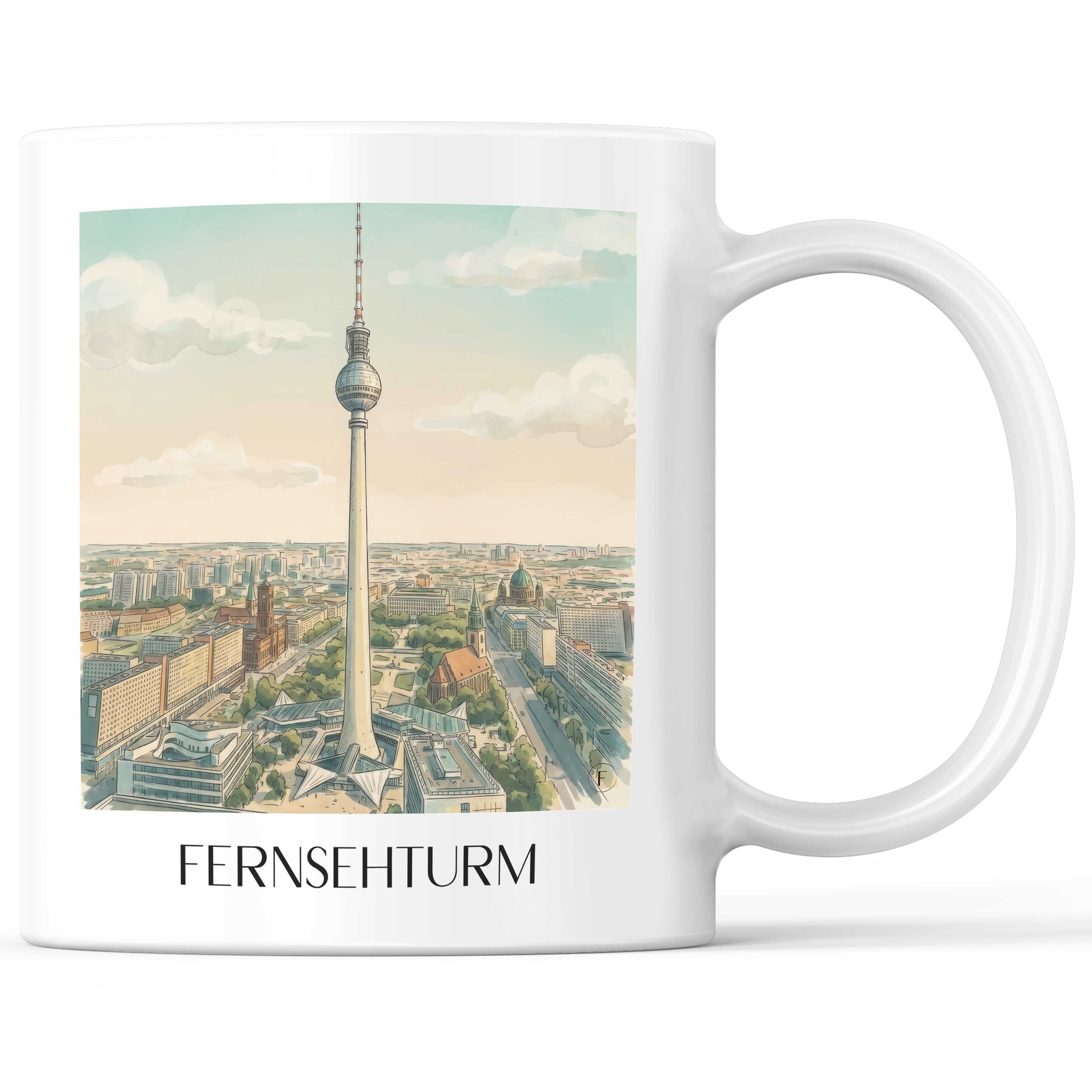 Fernsehturm Kaffeebecher - Berlin - Deutschland Becher - Kaffeetasse im Aquarell Stil - favplace