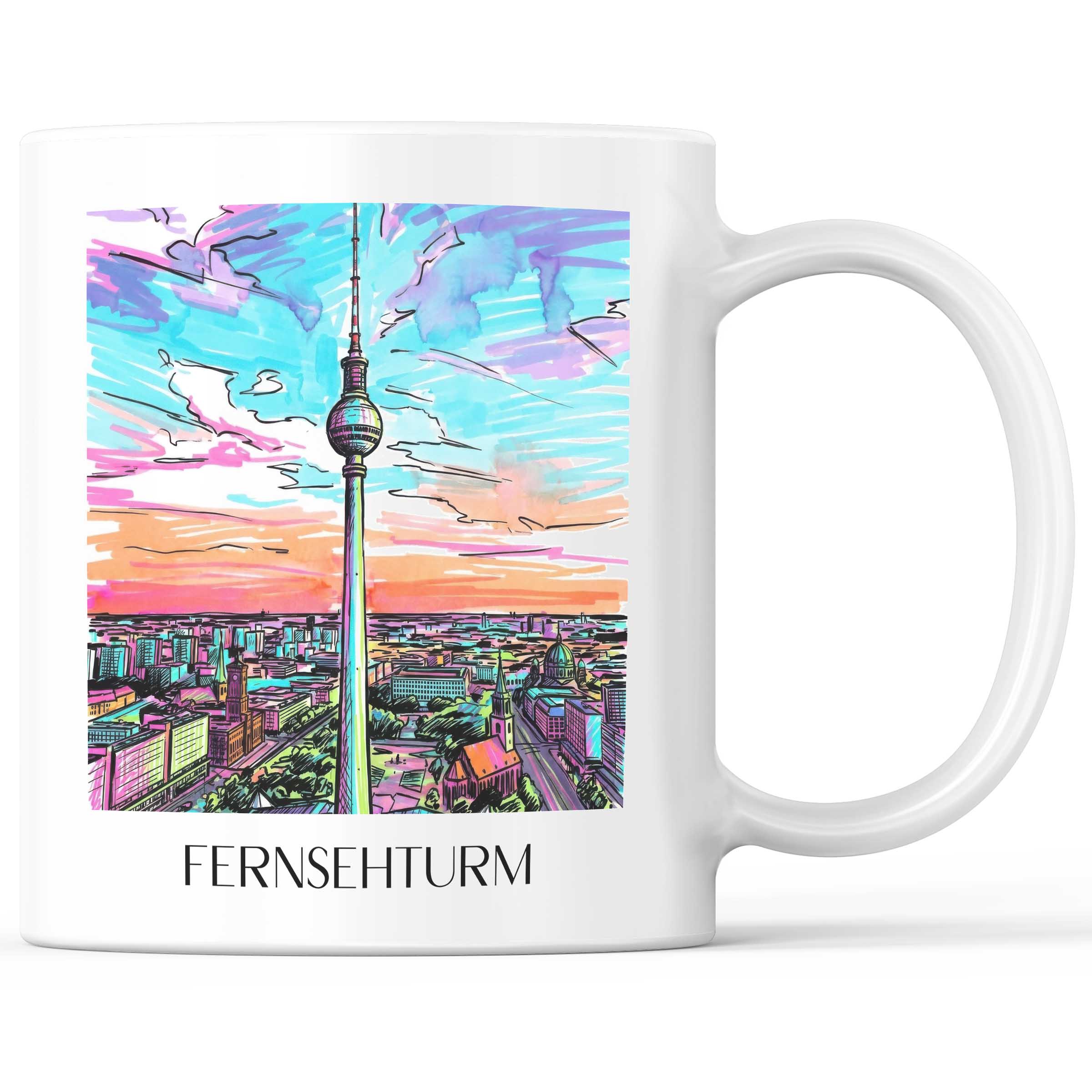 Fernsehturm Kaffeebecher - Berlin - Deutschland Becher - Kaffeetasse im Tag Graffiti Stil