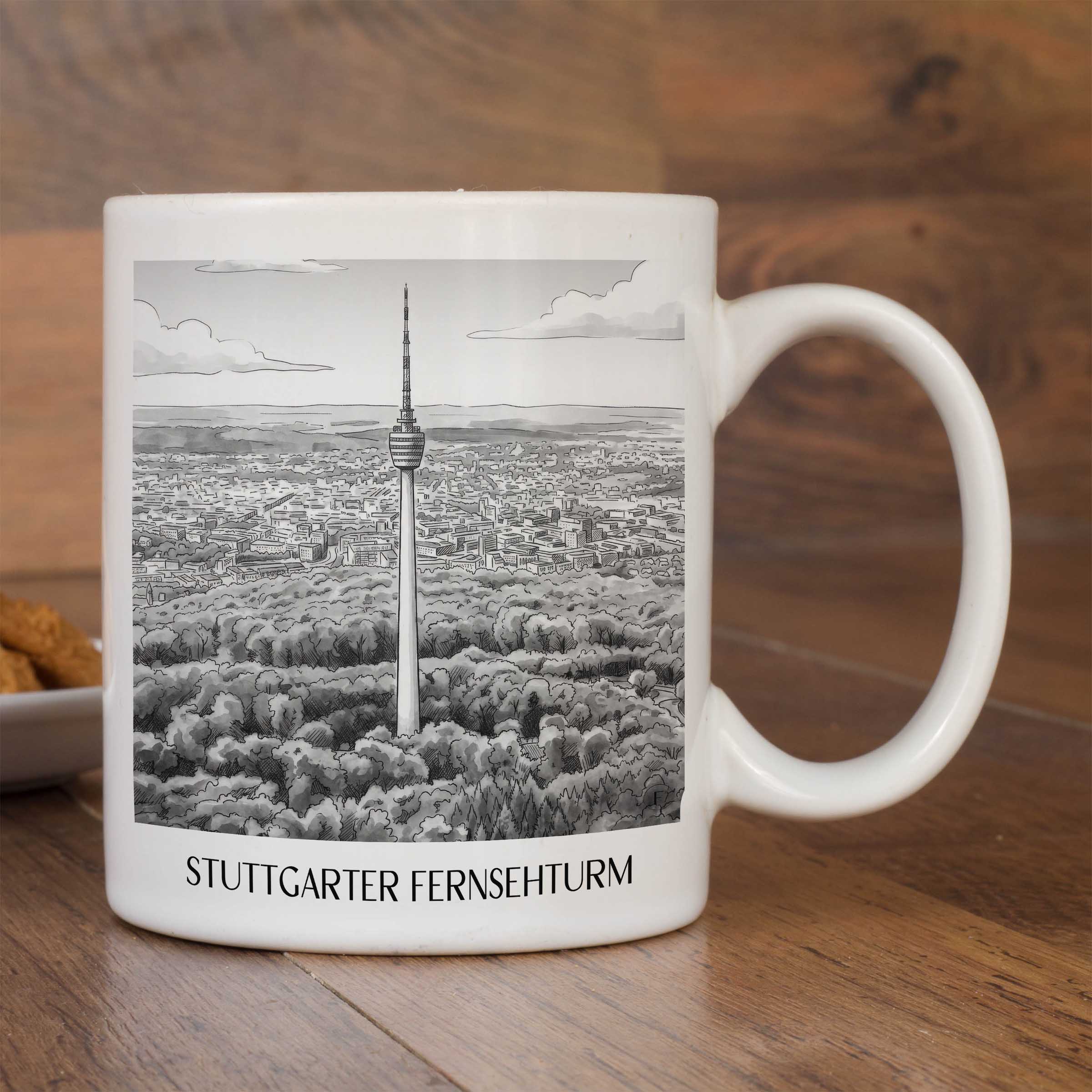 fernsehturm-stuttgart-deutschland-kaffeebecher-aquarell-schwarz-weiss