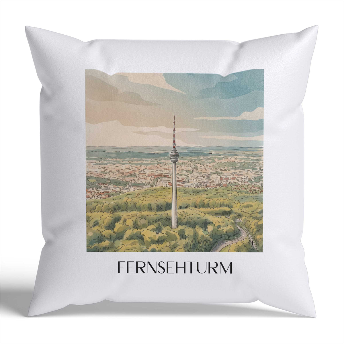 fernsehturm-stuttgart-deutschland-kissenbezug-aquarell