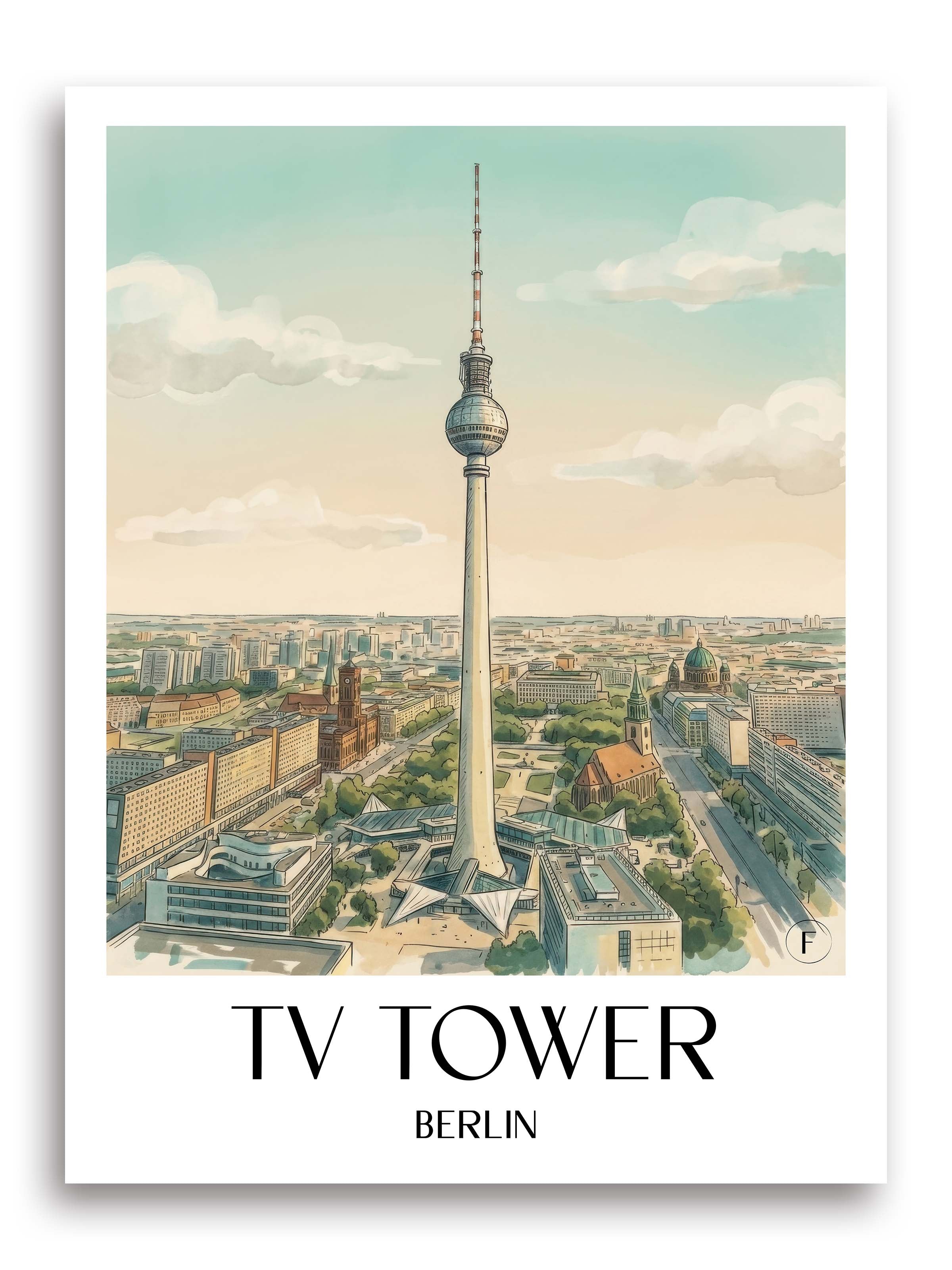 Fernsehturm Poster - Berlin - Deutschland Kunstdruck - Aquarell von A4 bis A1 - favplace
