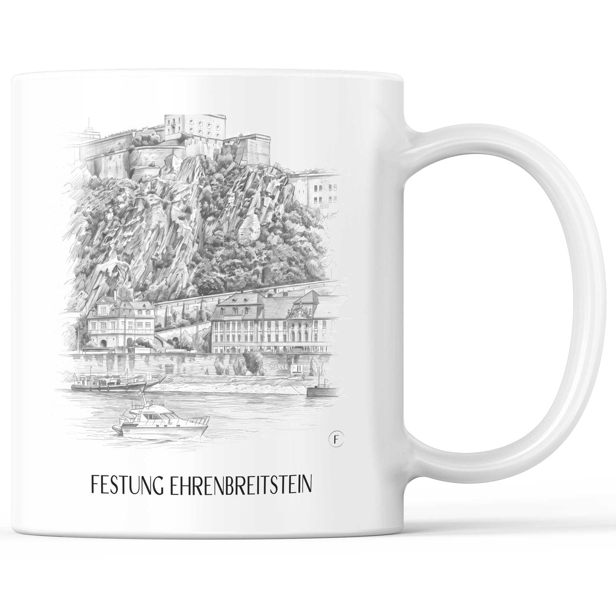 Festung Ehrenbreitstein
Kaffeebecher - Koblenz - Deutschland Becher - Kaffeetasse im Zeichnung Stil