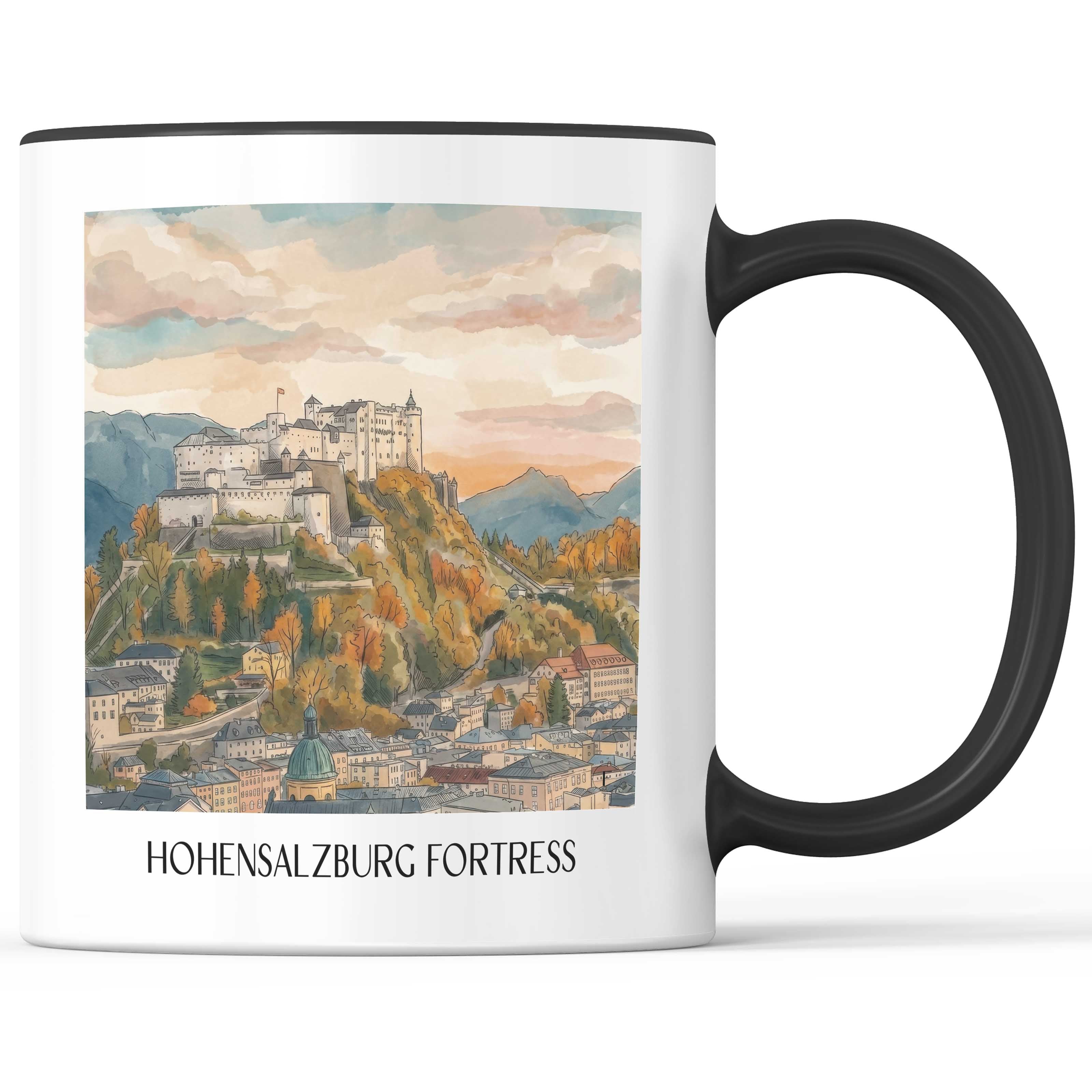 Festung Hohensalzburg Kaffeebecher - Österreich - Österreich Becher - Kaffeetasse im Aquarell Stil - favplace