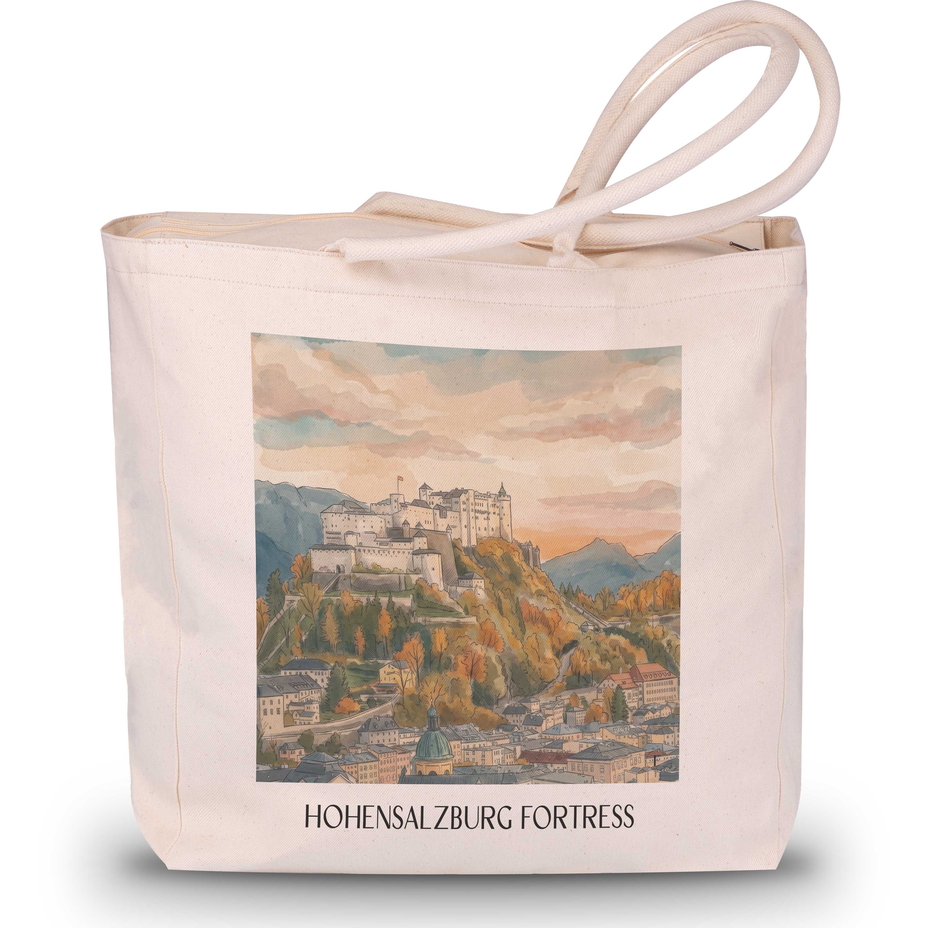 Festung Hohensalzburg Shopping Tasche - Österreich - Österreich Tote Bag - Einkaufstasche im Aquarell Stil - favplace