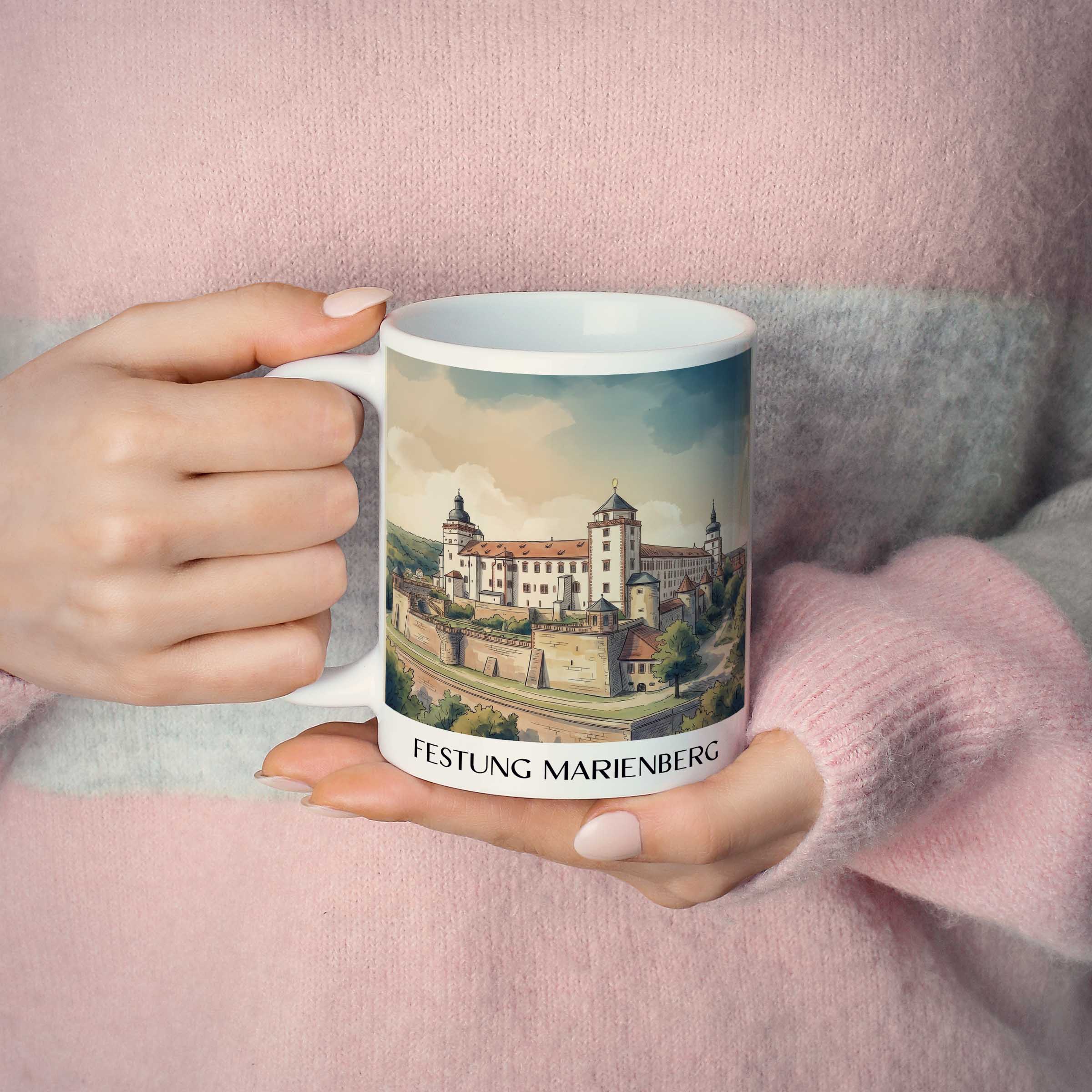 festung-marienberg-würzburg-deutschland-kaffeebecher-aquarell