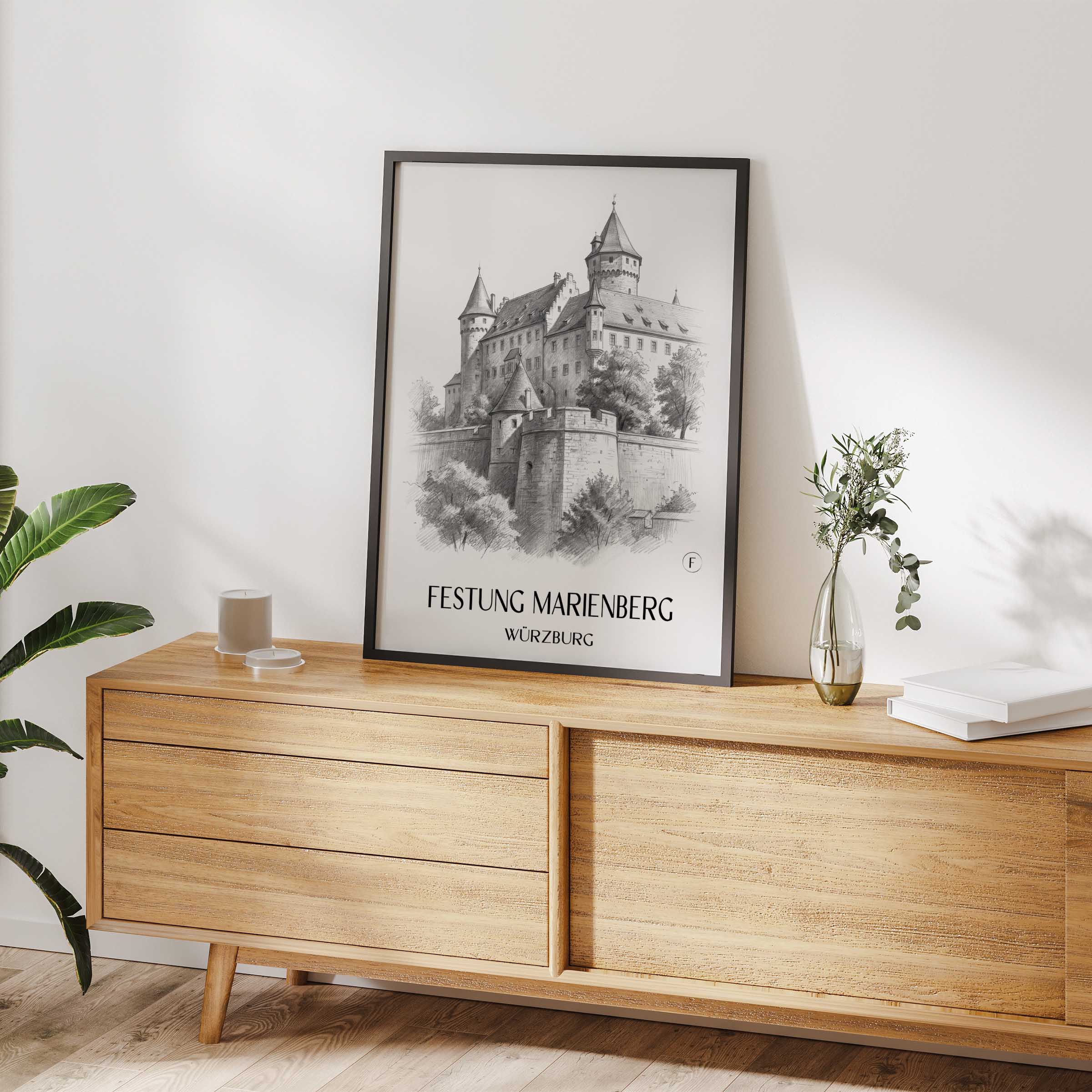 festung-marienberg-würzburg-deutschland-poster-bleistift-zeichnung-drawing