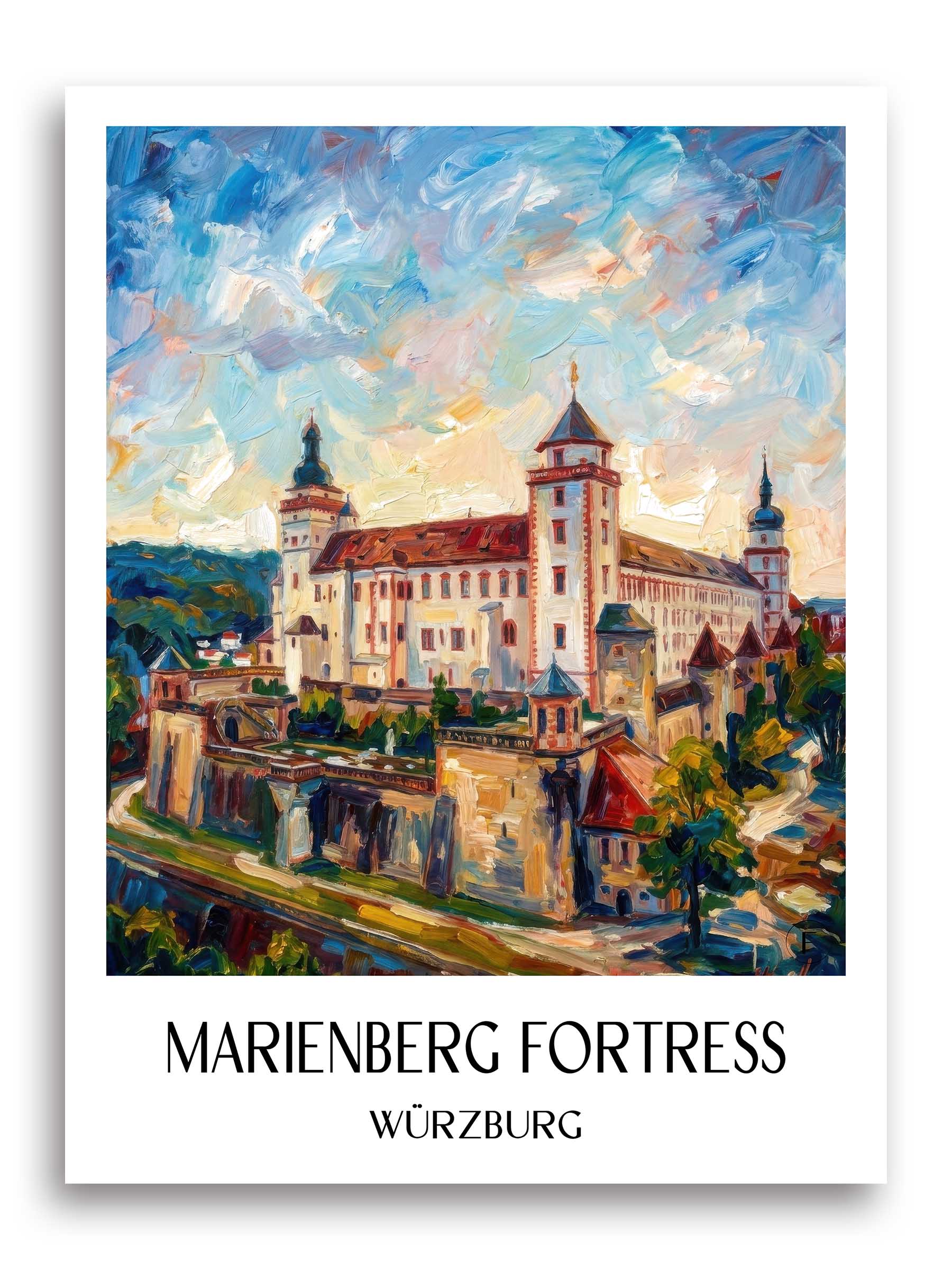 Festung Marienberg Poster - Würzburg - Deutschland Kunstdruck - Ölgemälde von A4 bis A1 - favplace