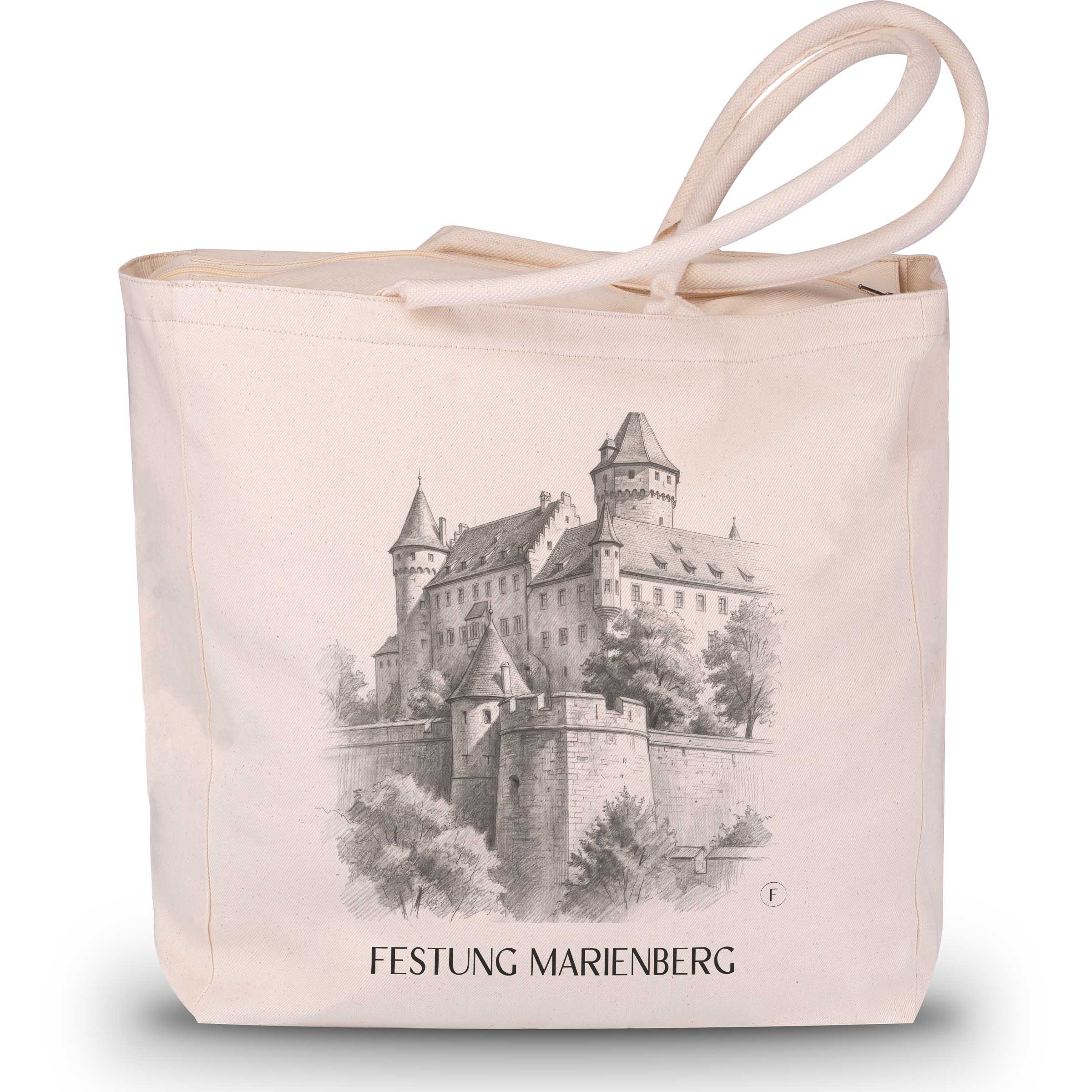 festung-marienberg-würzburg-deutschland-einkaufstasche-bleistift-zeichnung-drawing