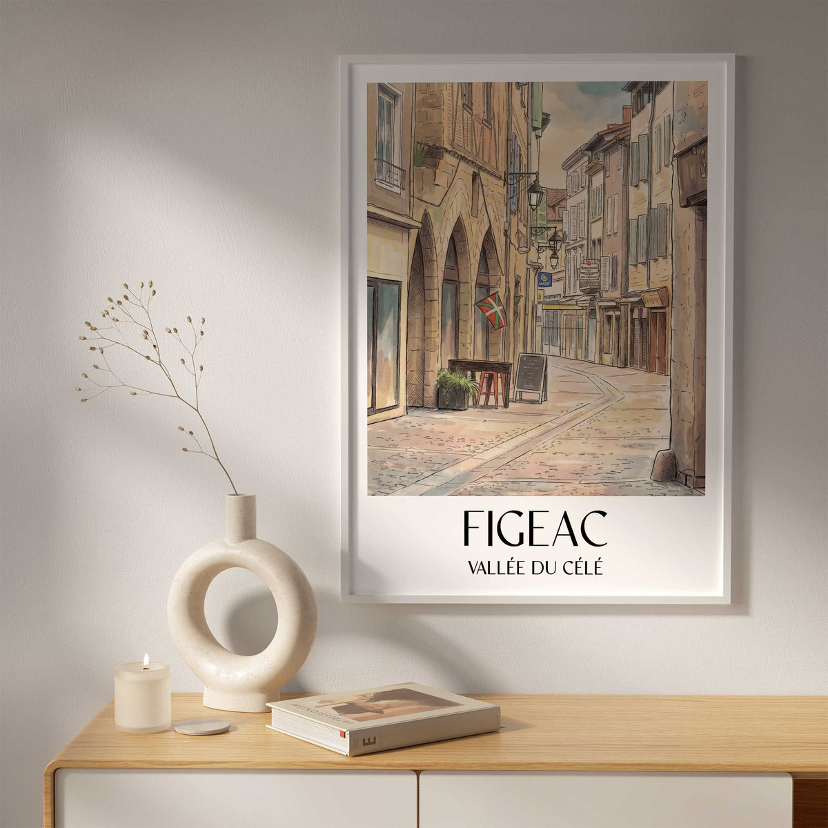 figeac-vallée-du-célé-frankreich-poster-aquarell