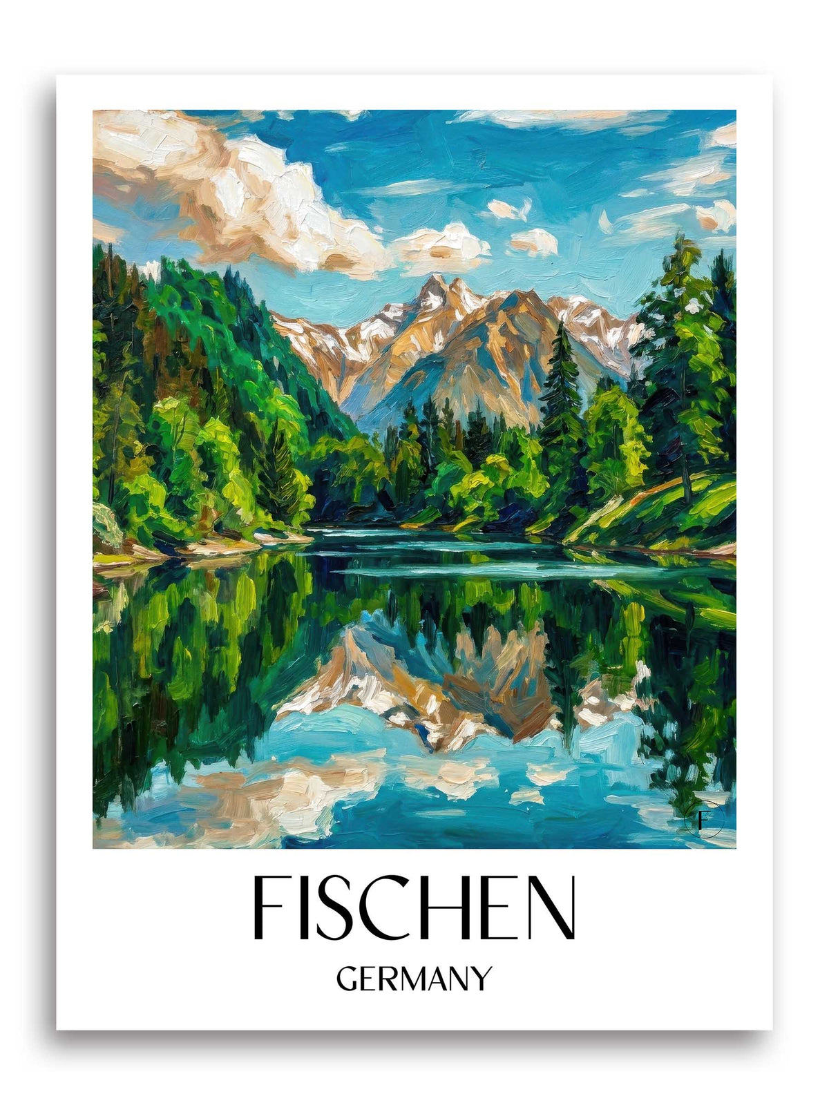 Fischen Poster - Oberallgäu - Deutschland Kunstdruck - Ölgemälde von A4 bis A1 - favplace