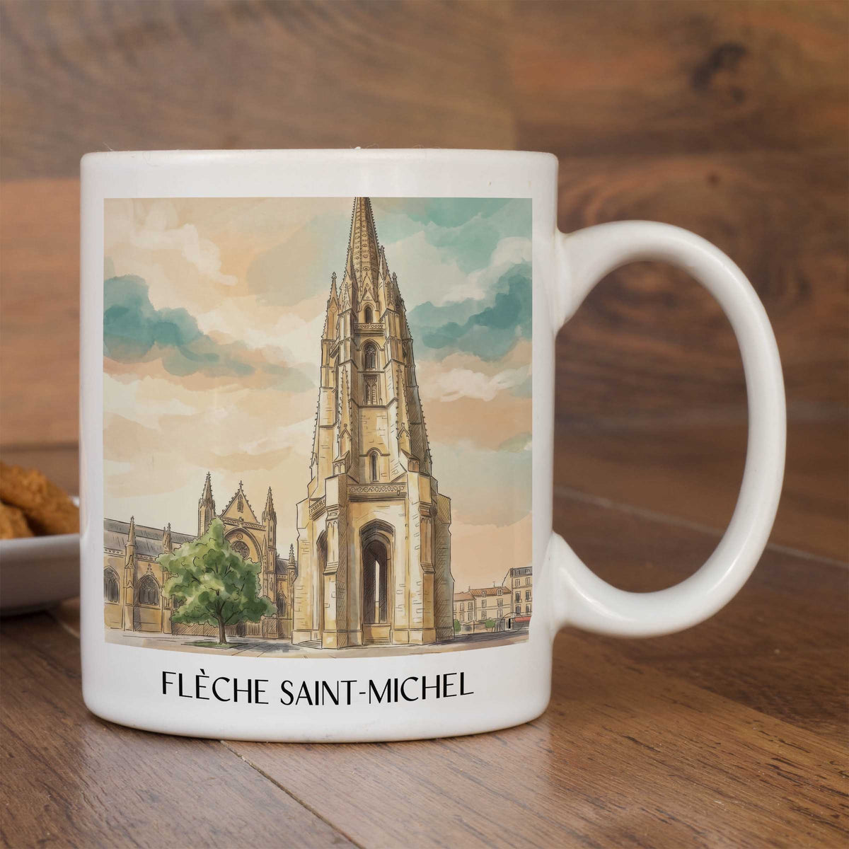flèche-saint-michel-bordeaux-frankreich-kaffeebecher-aquarell