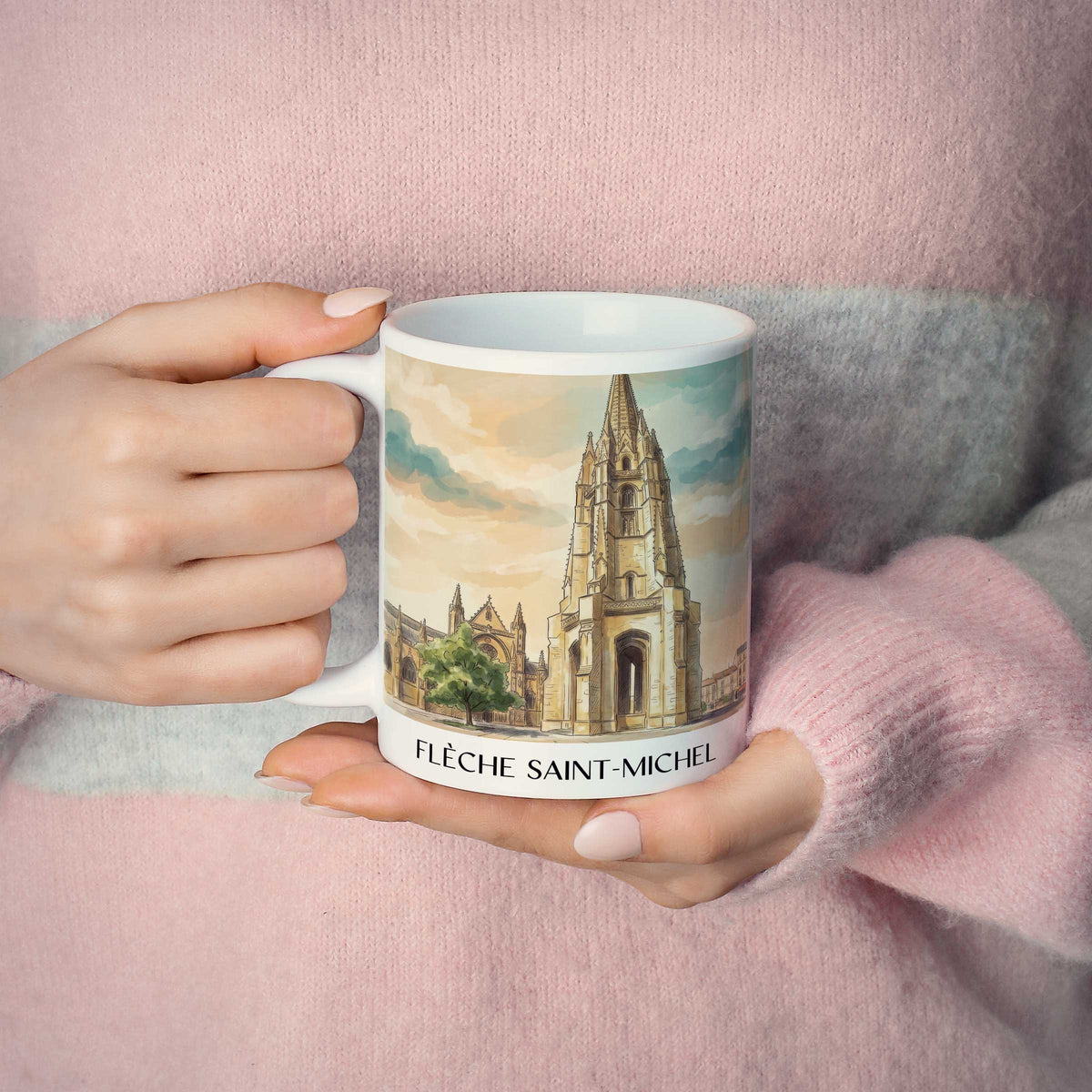 flèche-saint-michel-bordeaux-frankreich-kaffeebecher-aquarell