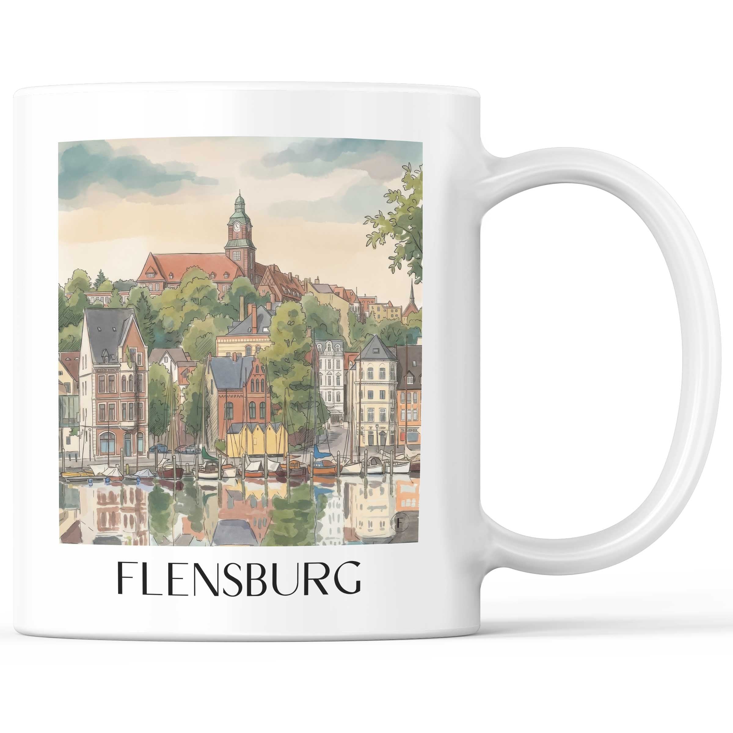 flensburg-schleswig-deutschland-kaffeebecher-aquarell