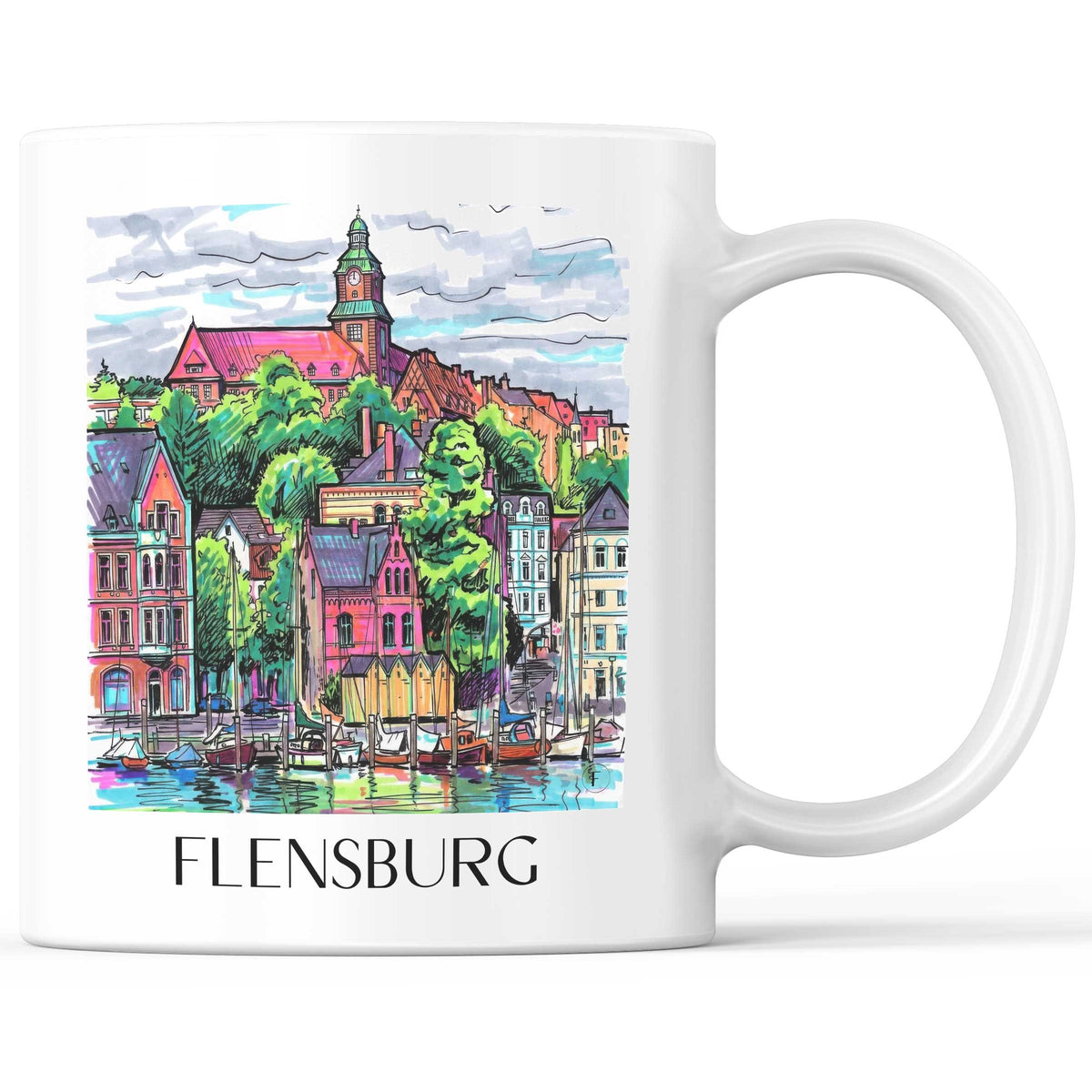 Flensburg Kaffeebecher - Schleswig - Deutschland Becher - Kaffeetasse im Tag Graffiti Stil - favplace