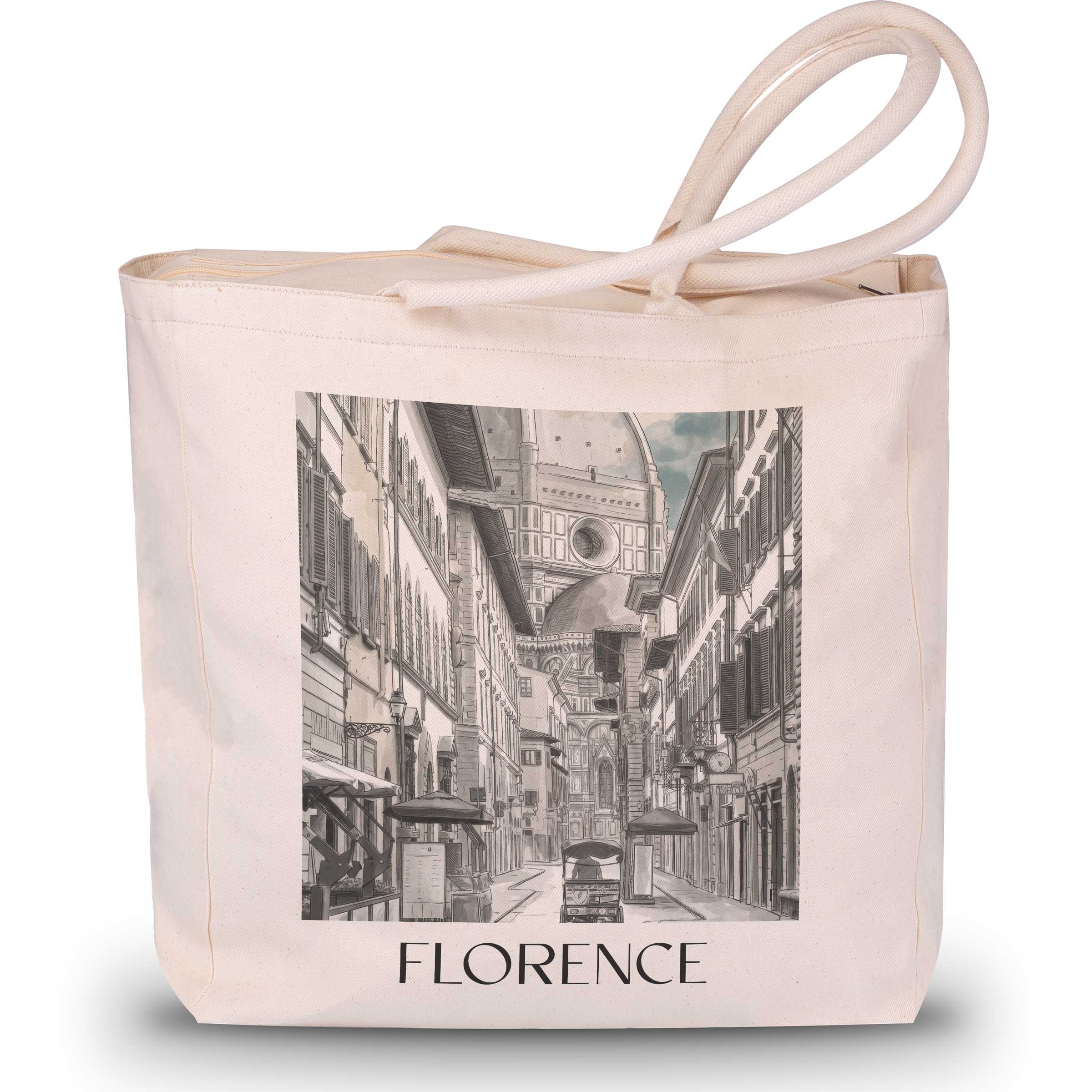 Florenz - Italien Tote Bag - Einkaufstasche im Aquarell Schwarz-Weiß Stil - favplace
