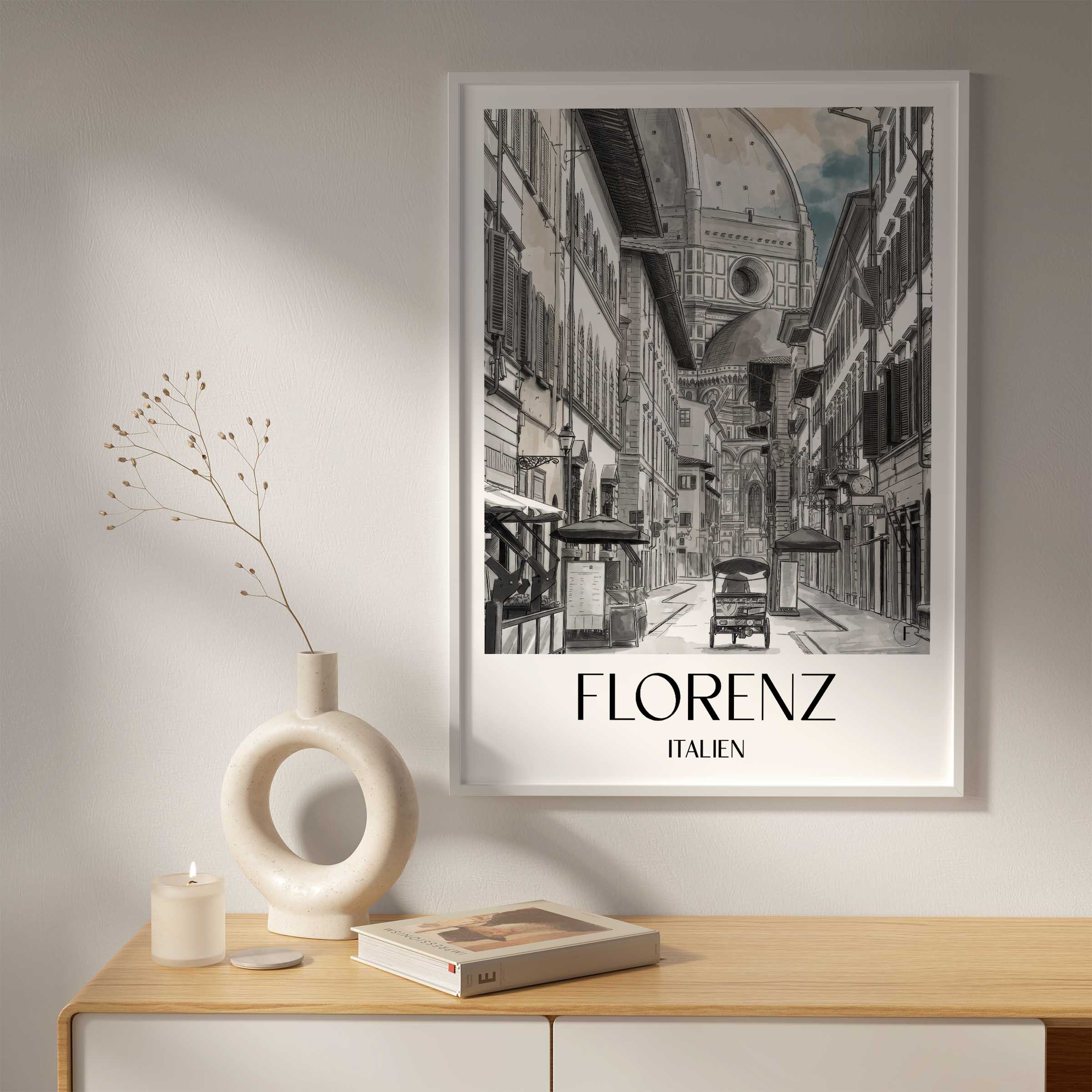 florenz-italien-poster-aquarell-schwarz-weiss
