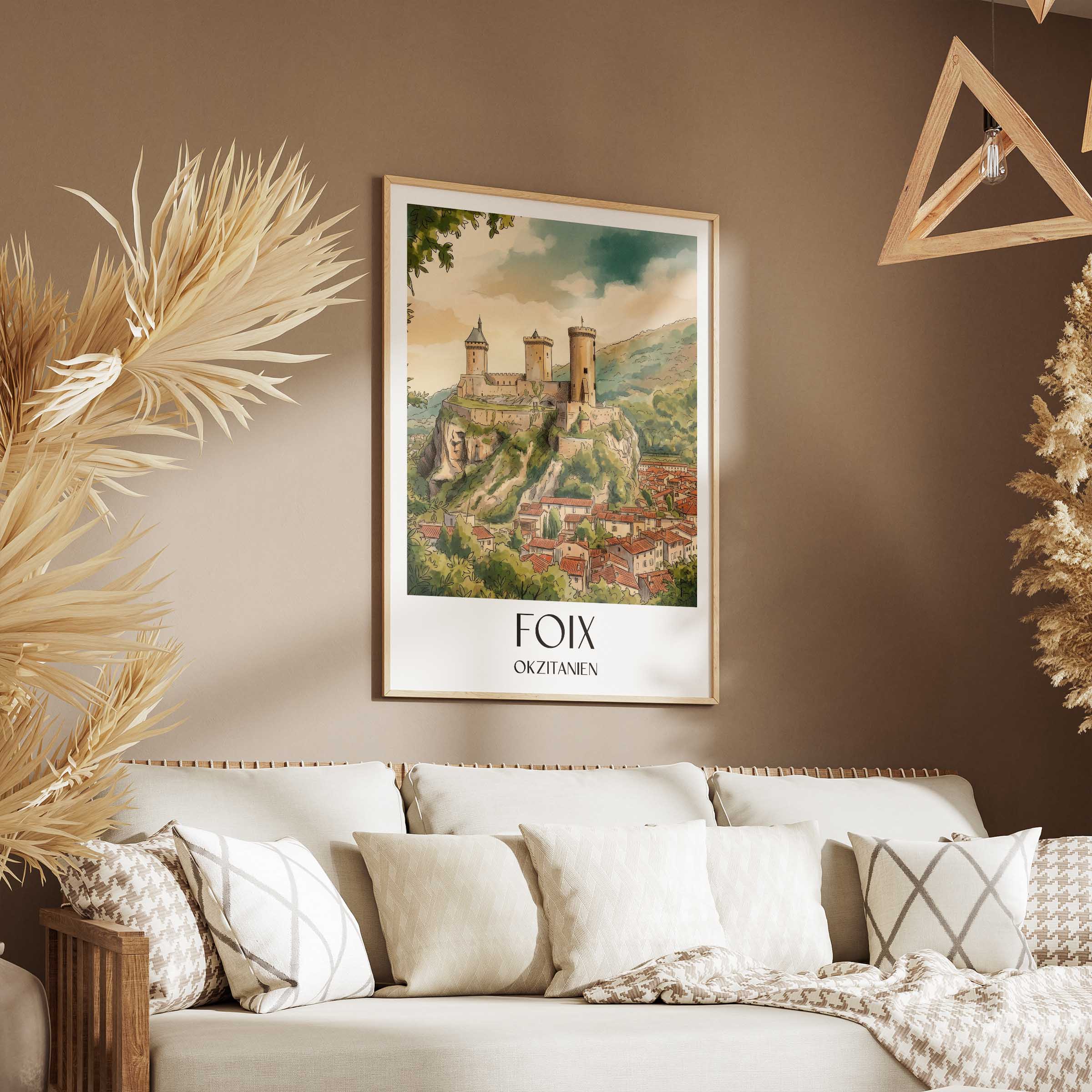 foix-okzitanien-frankreich-poster-aquarell