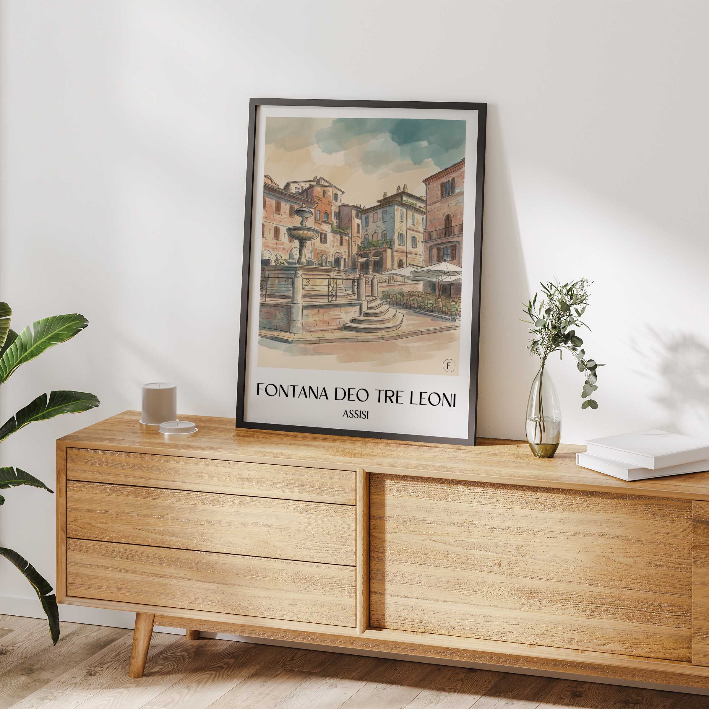 fontana-dei-tre-leoni-assisi-italien-poster-aquarell