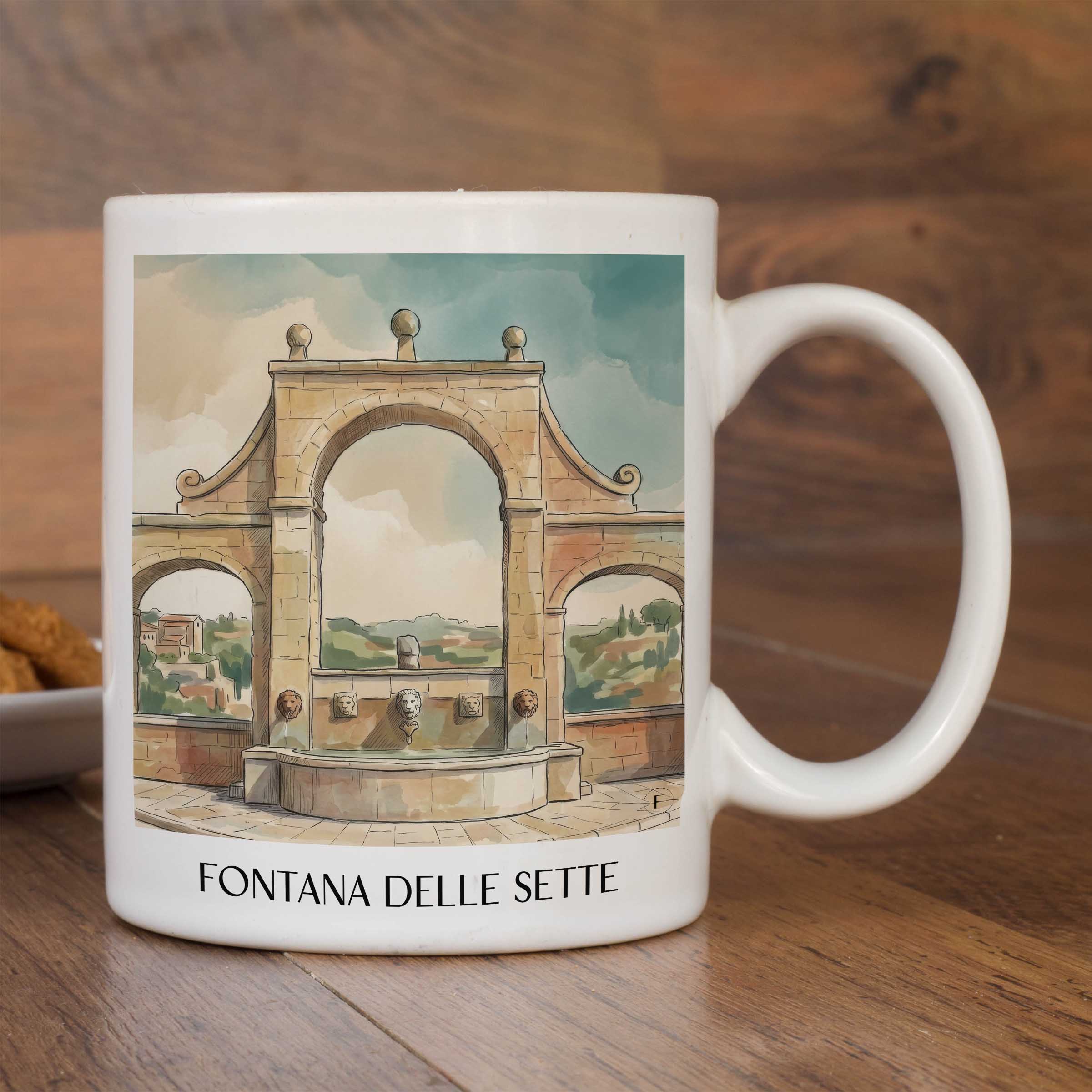 fontana-delle-sette-pitigliano-italien-kaffeebecher-aquarell