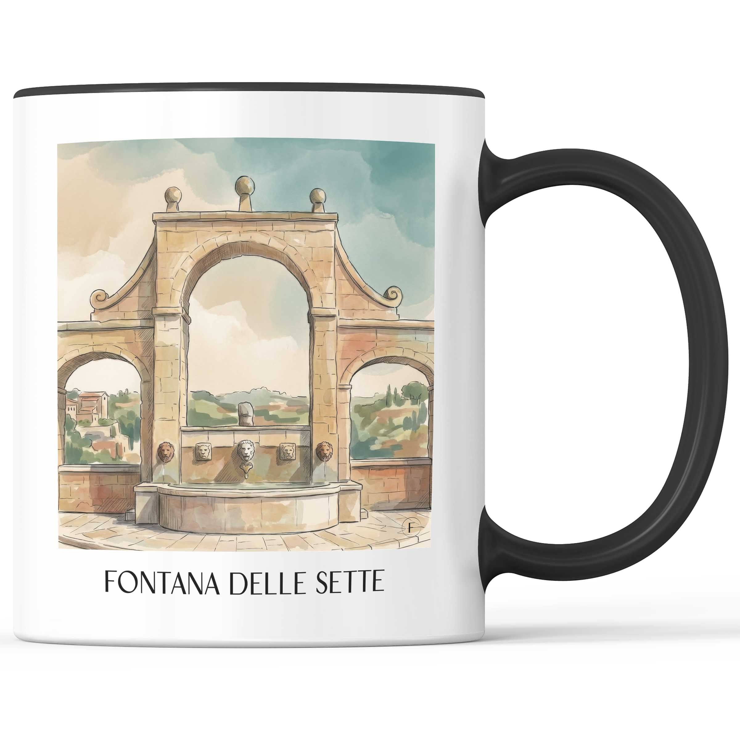 Fontana delle Sette Kaffeebecher - Pitigliano - Italien Becher - Kaffeetasse im Aquarell Stil - favplace