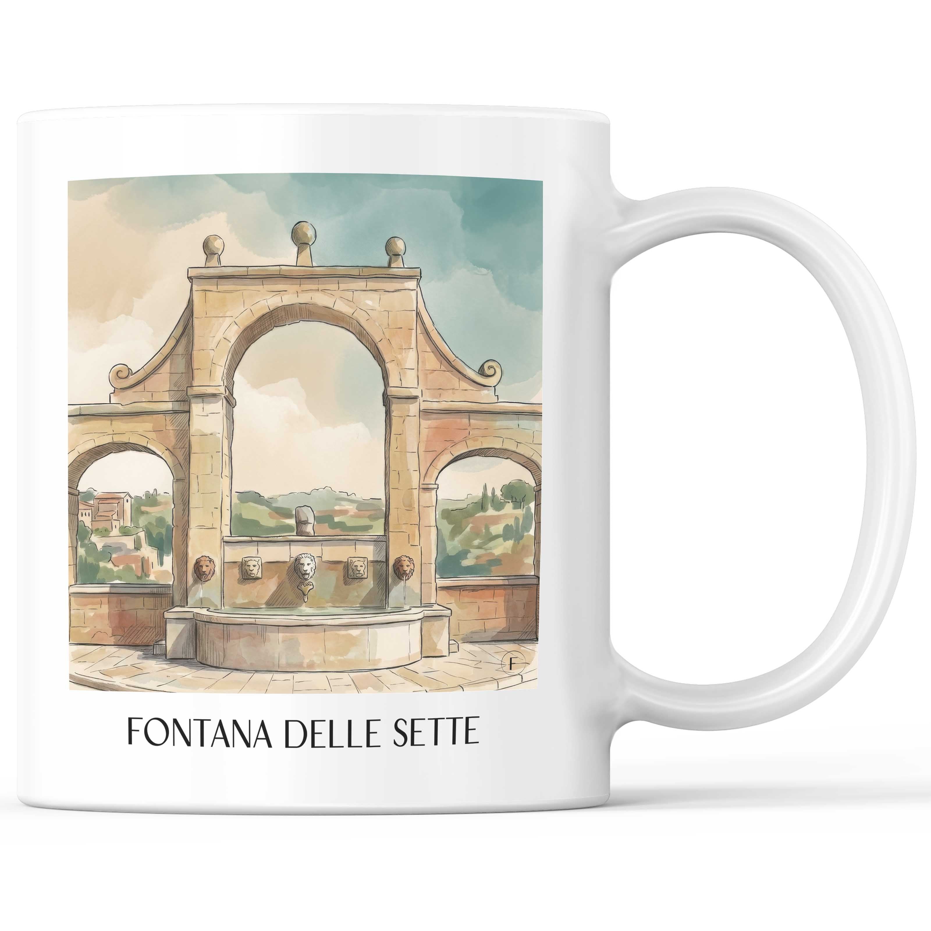 Fontana delle Sette Kaffeebecher - Pitigliano - Italien Becher - Kaffeetasse im Aquarell Stil - favplace