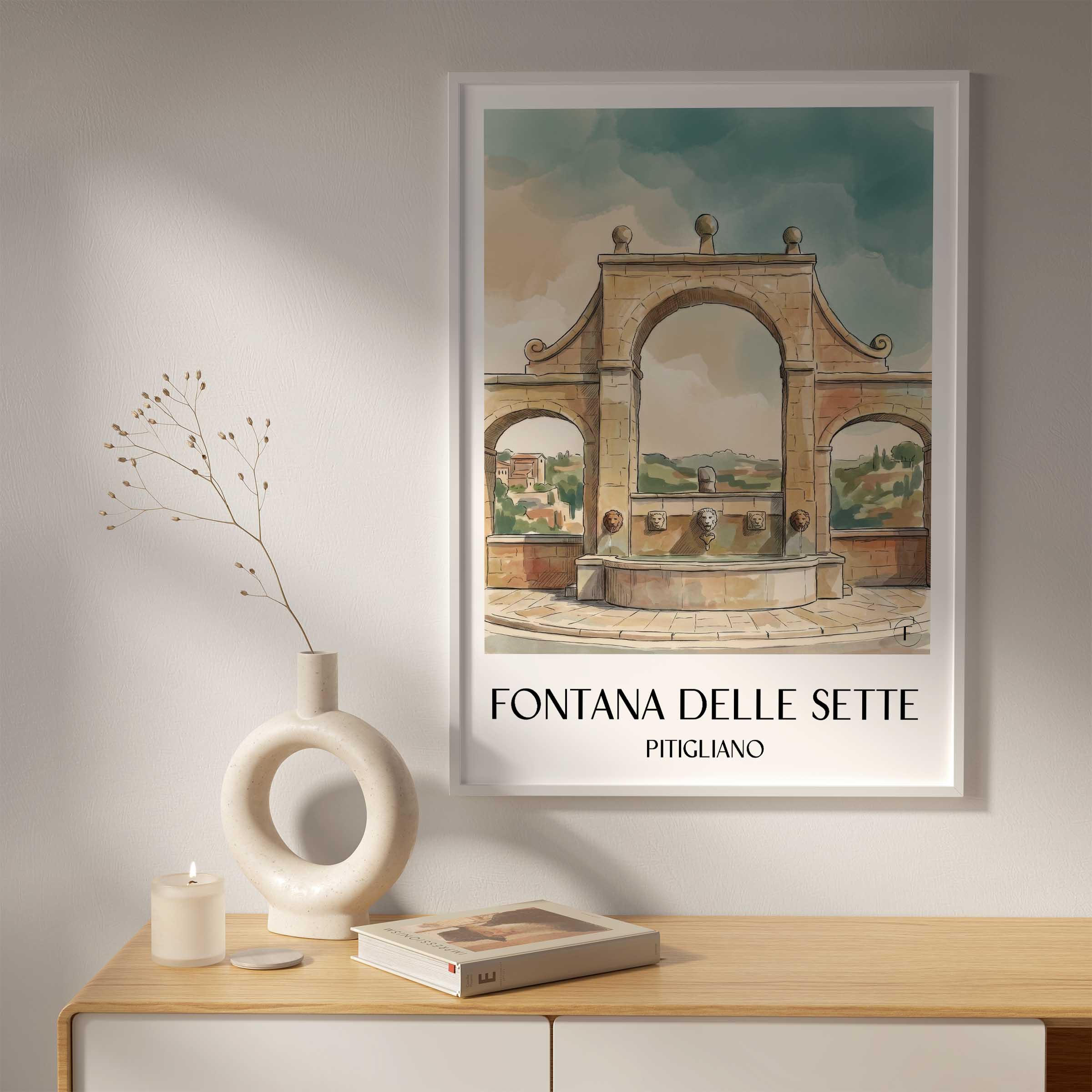 fontana-delle-sette-pitigliano-italien-poster-aquarell