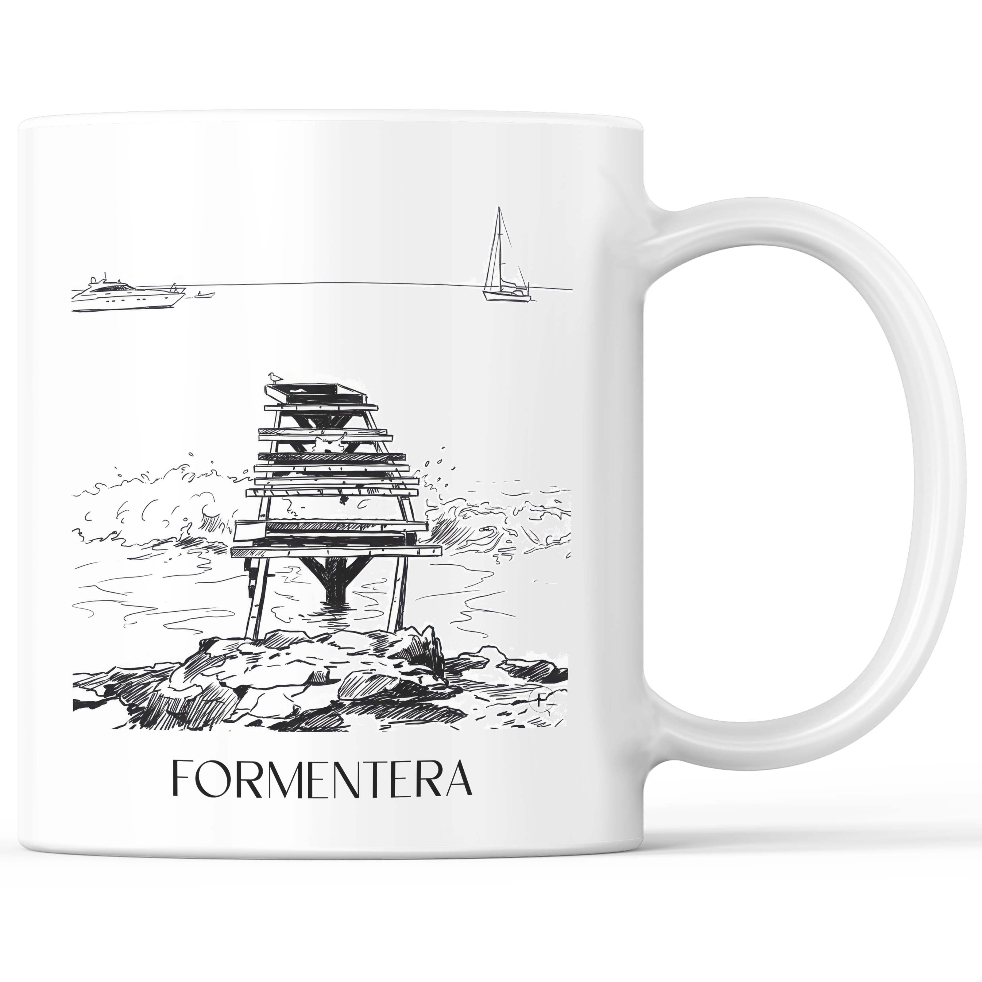 Formentera Kaffeebecher - Spanien - Spanien Becher - Kaffeetasse im Skizze Stil - favplace