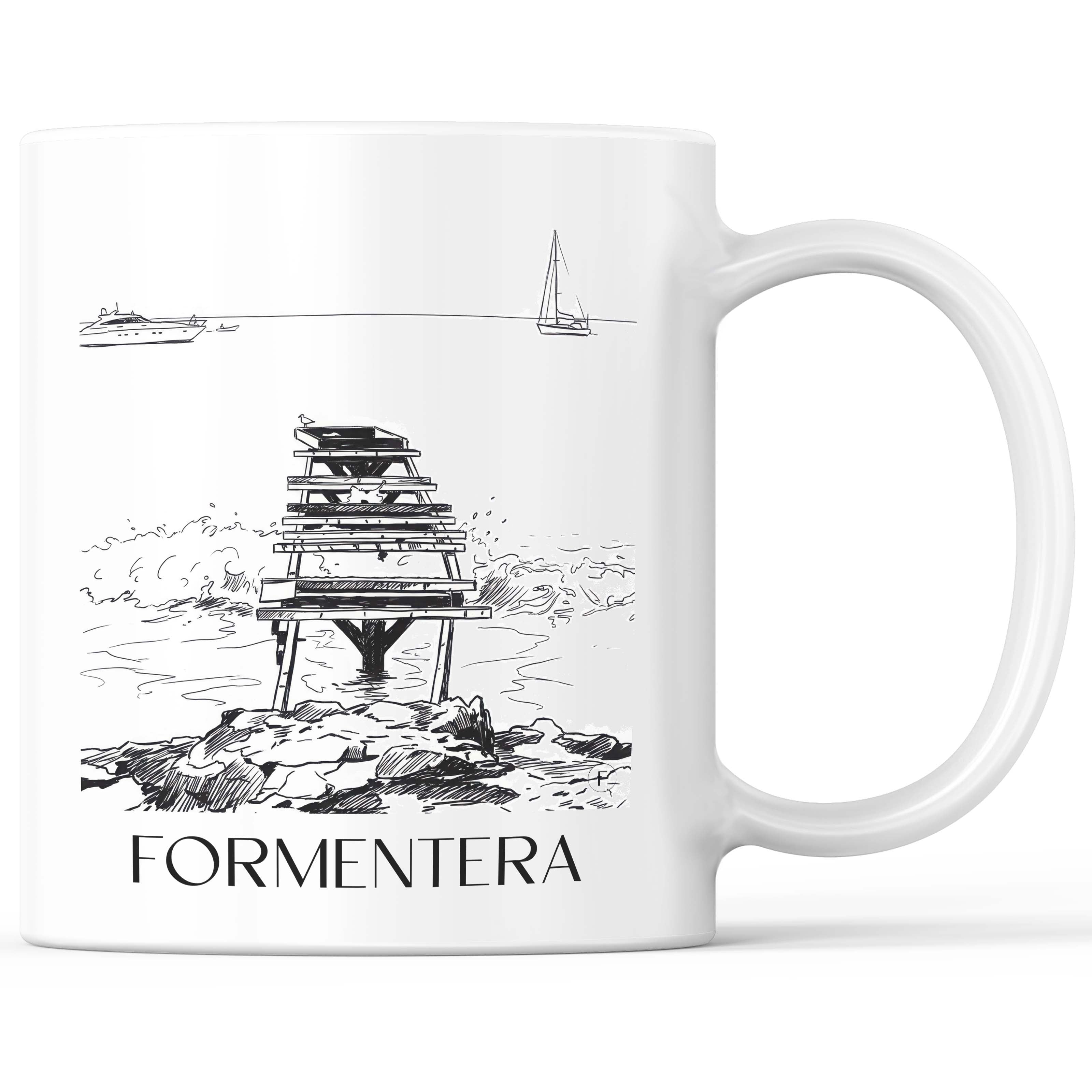 Formentera Kaffeebecher - Spanien - Spanien Becher - Kaffeetasse im Skizze Stil - favplace