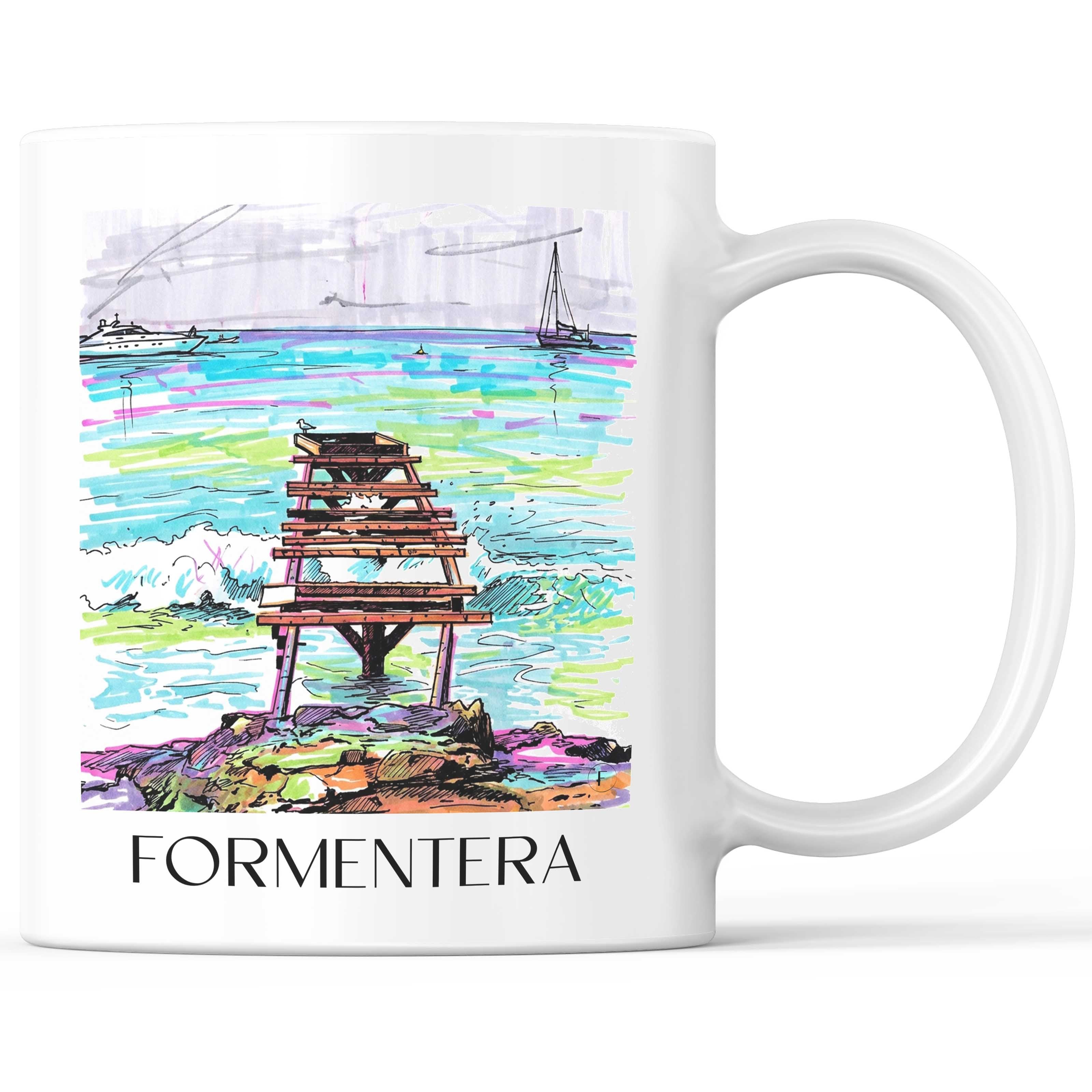 Formentera Kaffeebecher - Spanien - Spanien Becher - Kaffeetasse im Tag Graffiti Stil - favplace