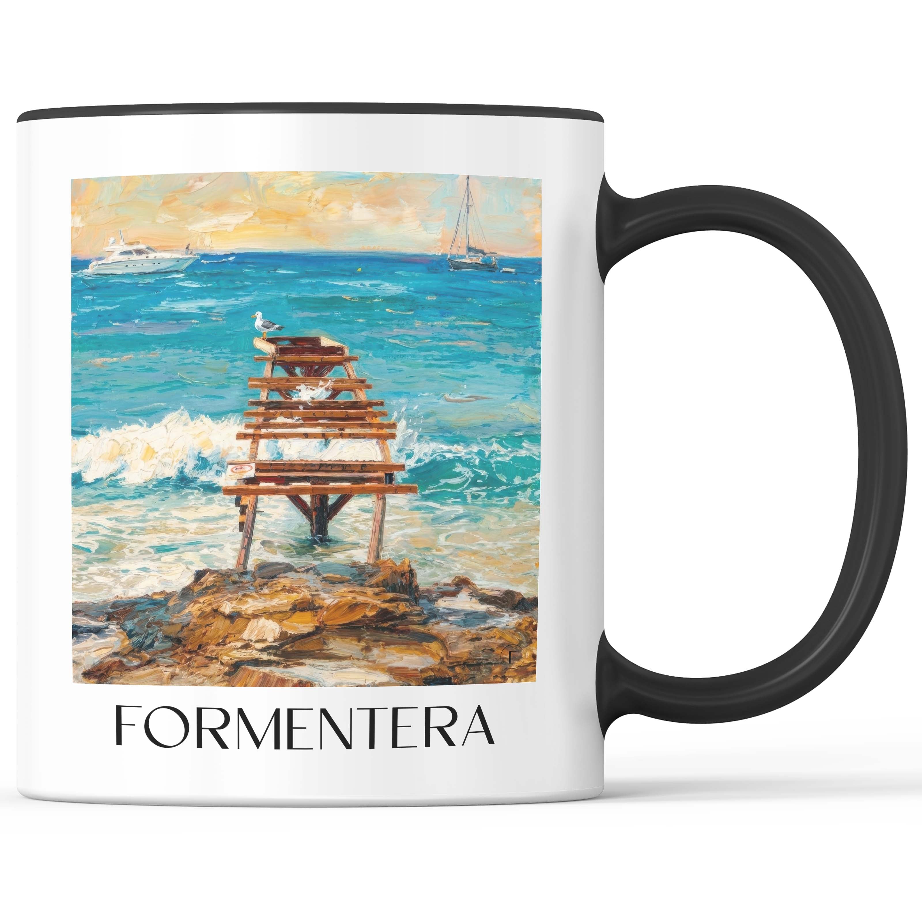 Formentera Kaffeebecher - Spanien - Spanien Becher - Kaffeetasse im Ölgemälde Stil - favplace