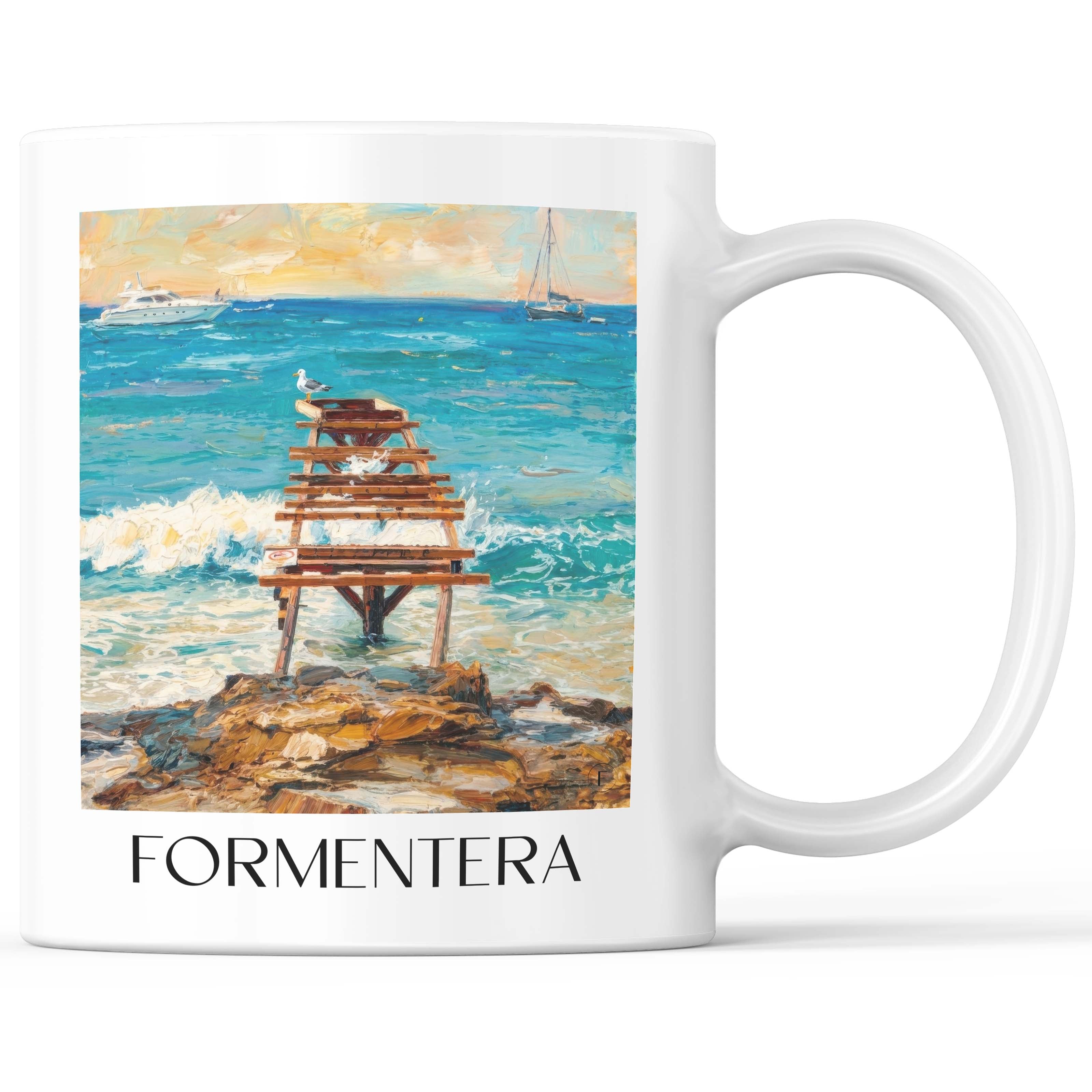 Formentera Kaffeebecher - Spanien - Spanien Becher - Kaffeetasse im Ölgemälde Stil - favplace