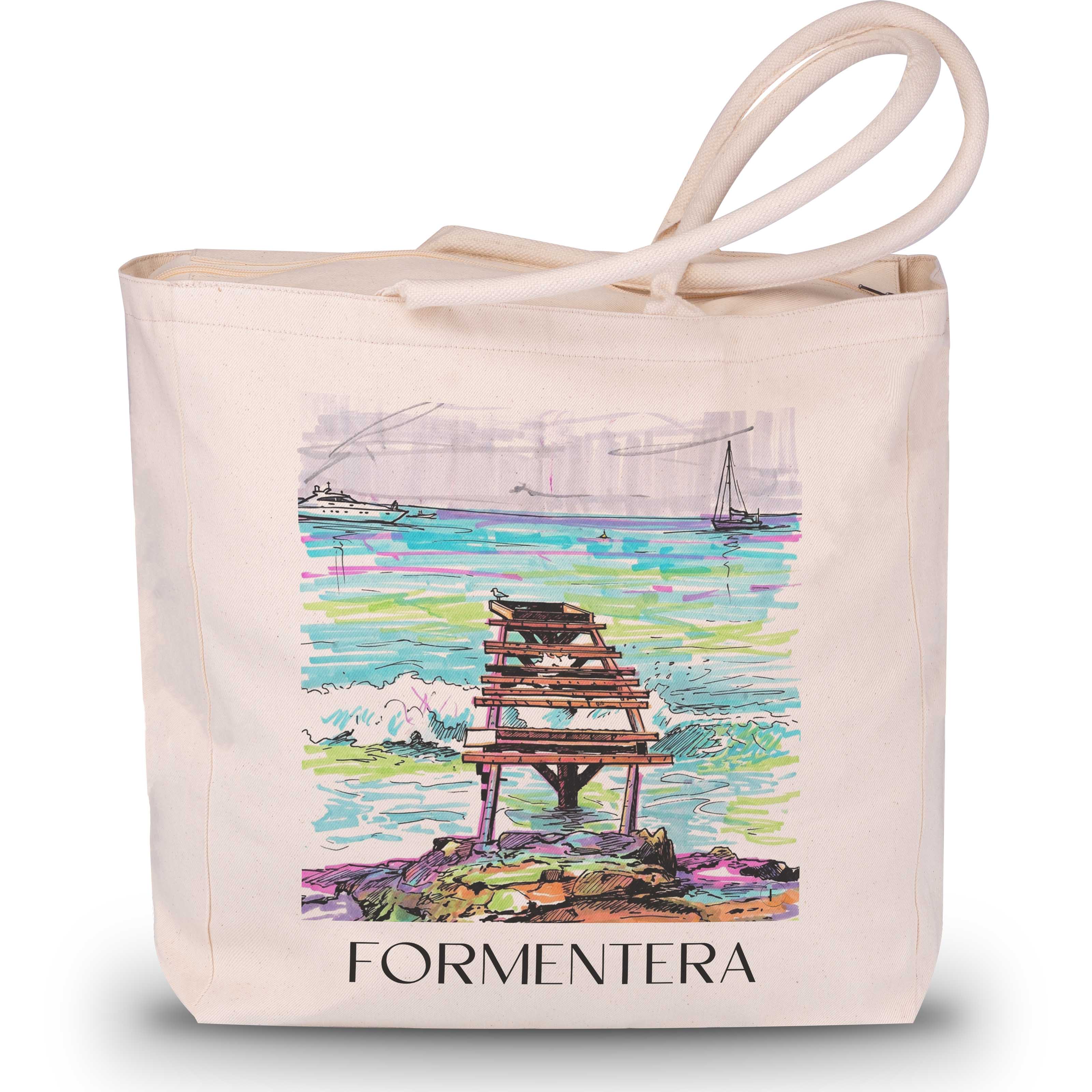 Formentera Shopping Tasche - Spanien - Spanien Tote Bag - Einkaufstasche im Tag Graffiti Stil - favplace