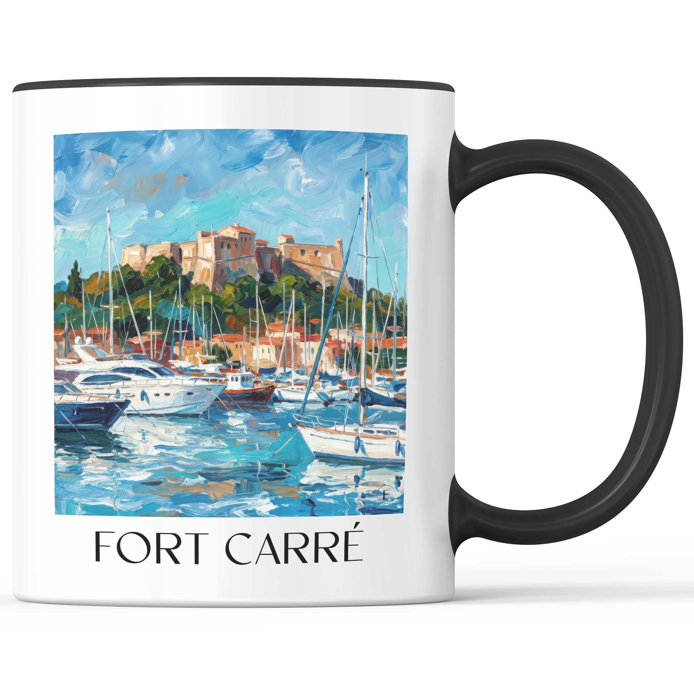 Fort Carré Kaffeebecher - Antibes - Frankreich Becher - Kaffeetasse im Ölgemälde Stil - favplace