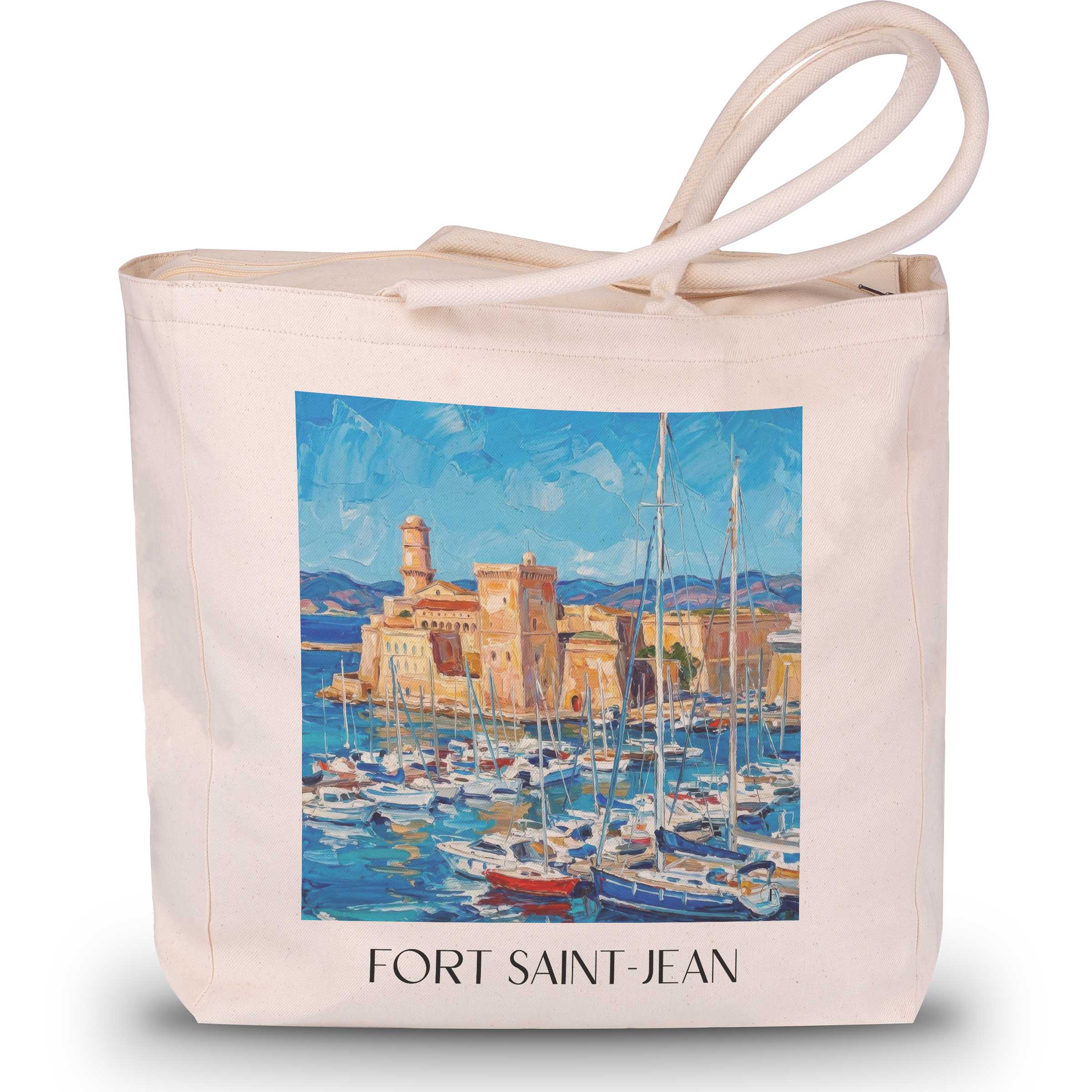 Fort Saint-Jean Shopping Tasche - Marseille - Frankreich Tote Bag - Einkaufstasche im Ölgemälde Stil - favplace